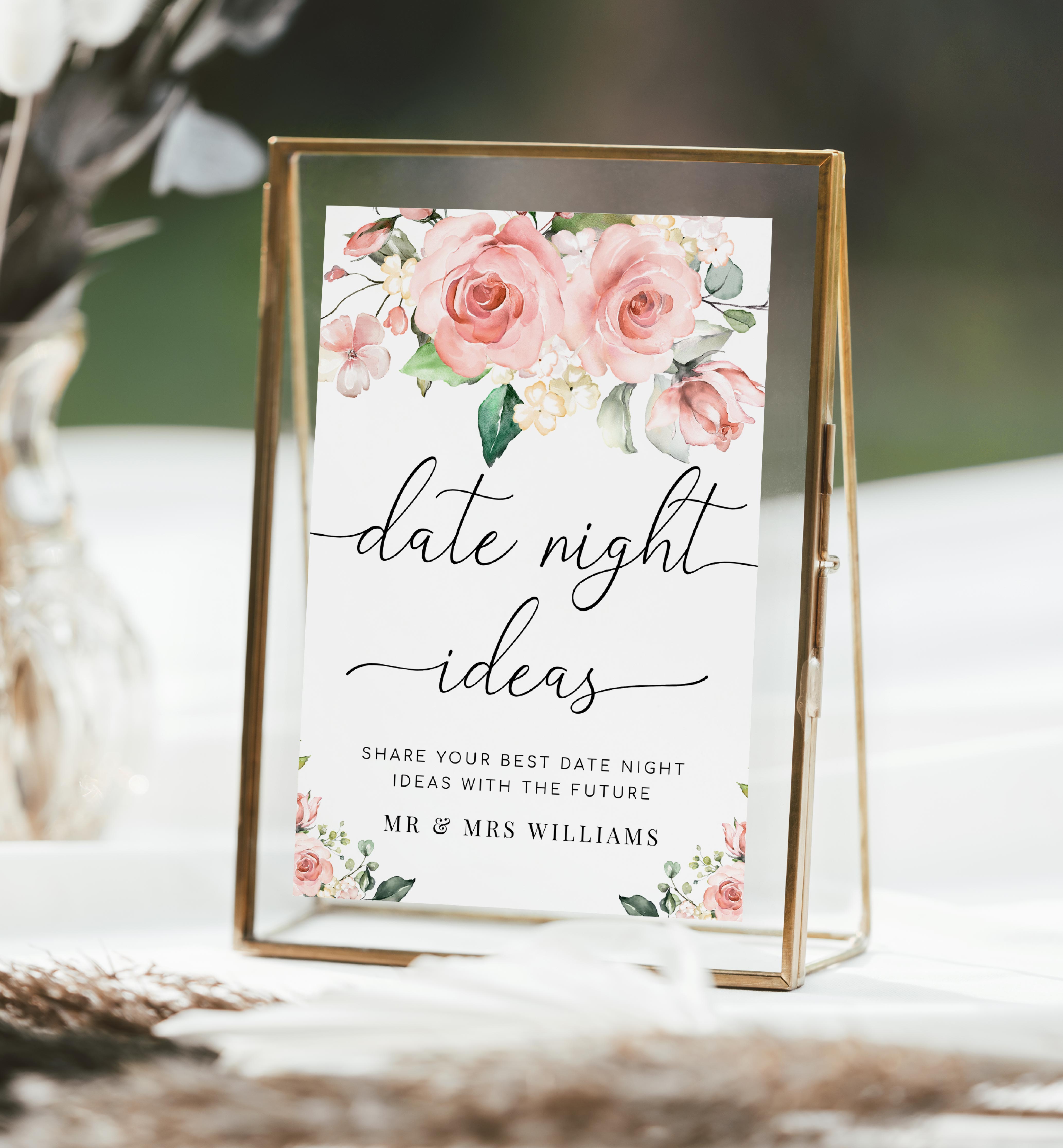 DAR-PNK-10-B384 - DARCY FLORAL PINK -DATE NIGHT CARD AND SIGN BUNDLE design preview