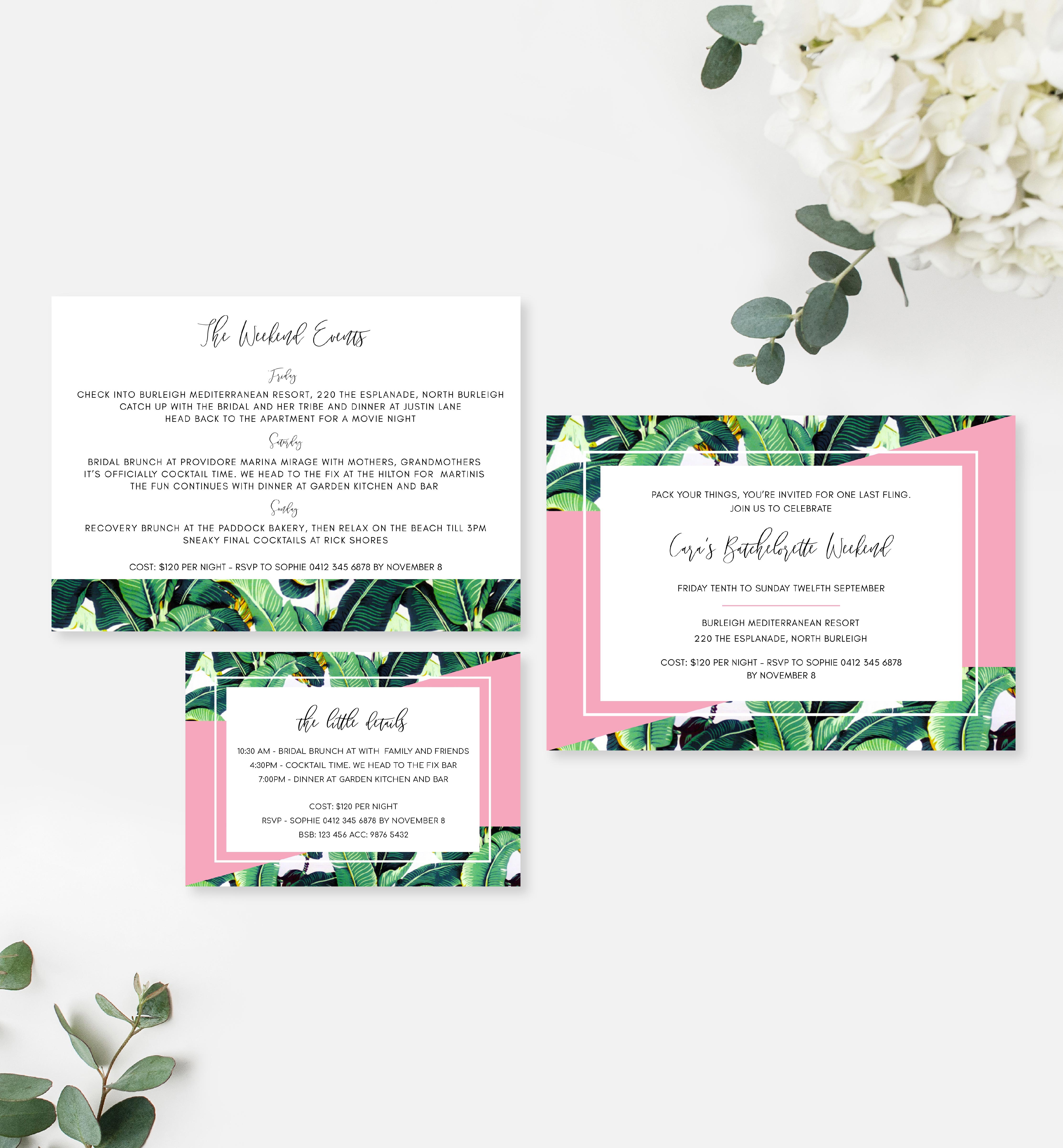 HIL-PNK-1-B638 - THE HILLS - PINK - BACHELORETTE WEEKEND INVITATION SUITE design preview