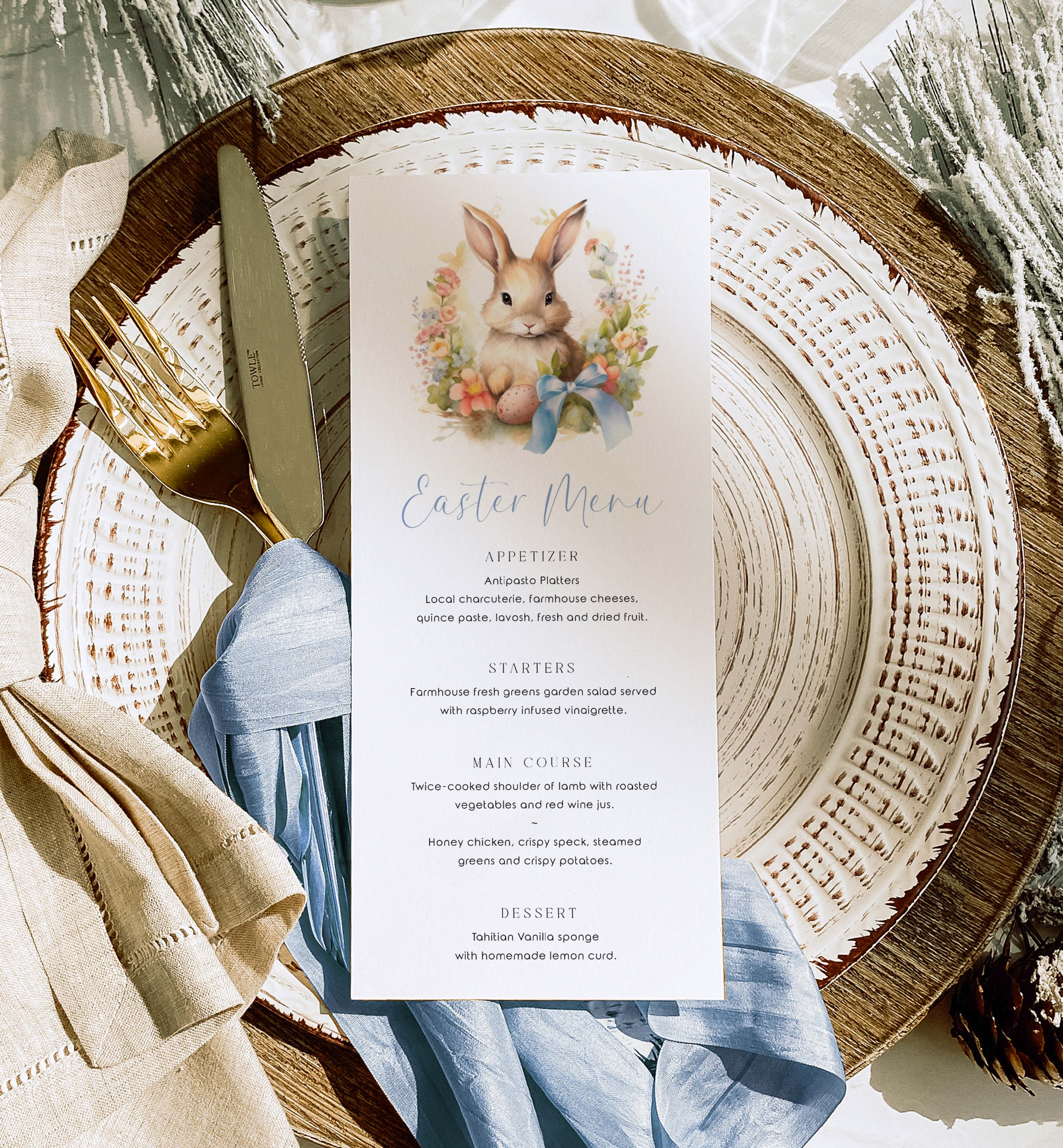 EAS-WHT-12-B3516 - EASTER - WHITE - MENU design preview