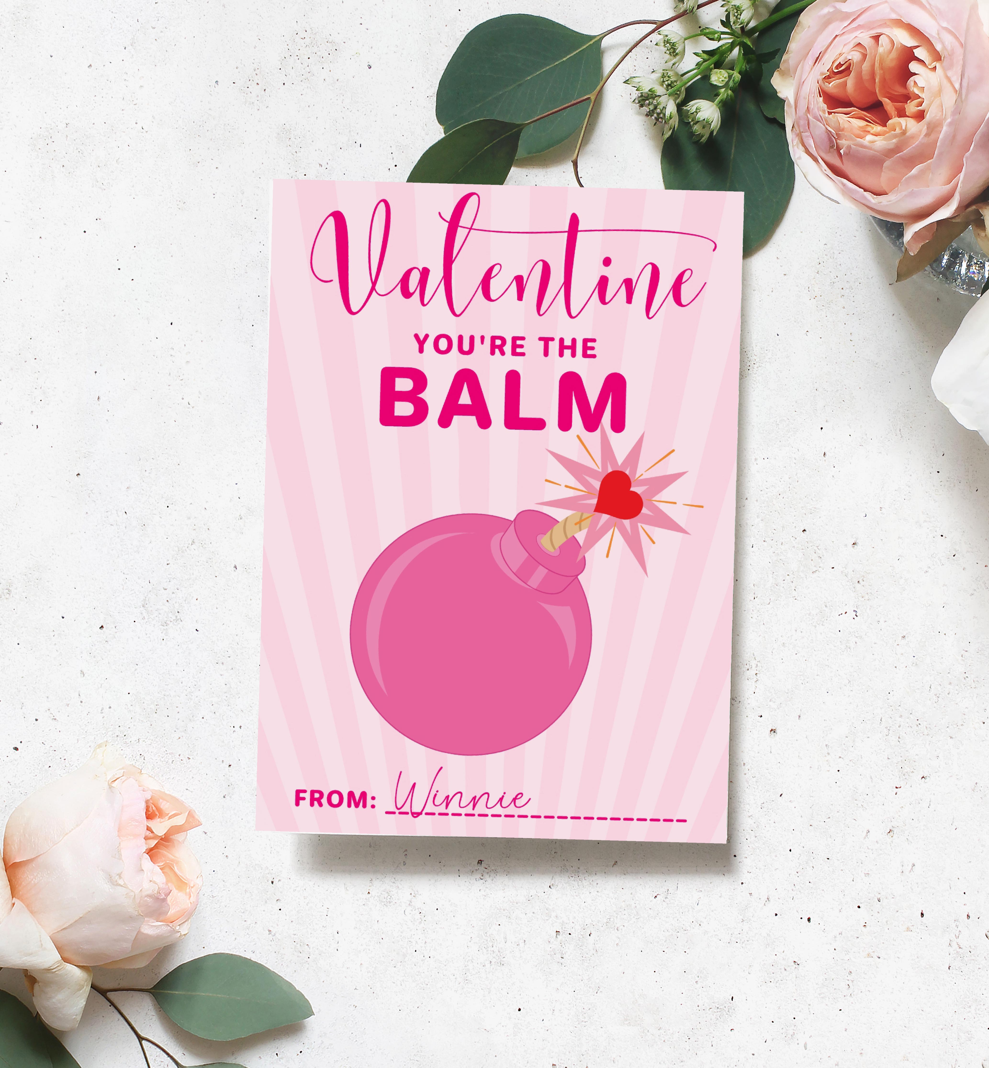 SUN-PNK-6-B2556 - SUNRAY - PINK - VALENTINE LIP BALM TAG design preview