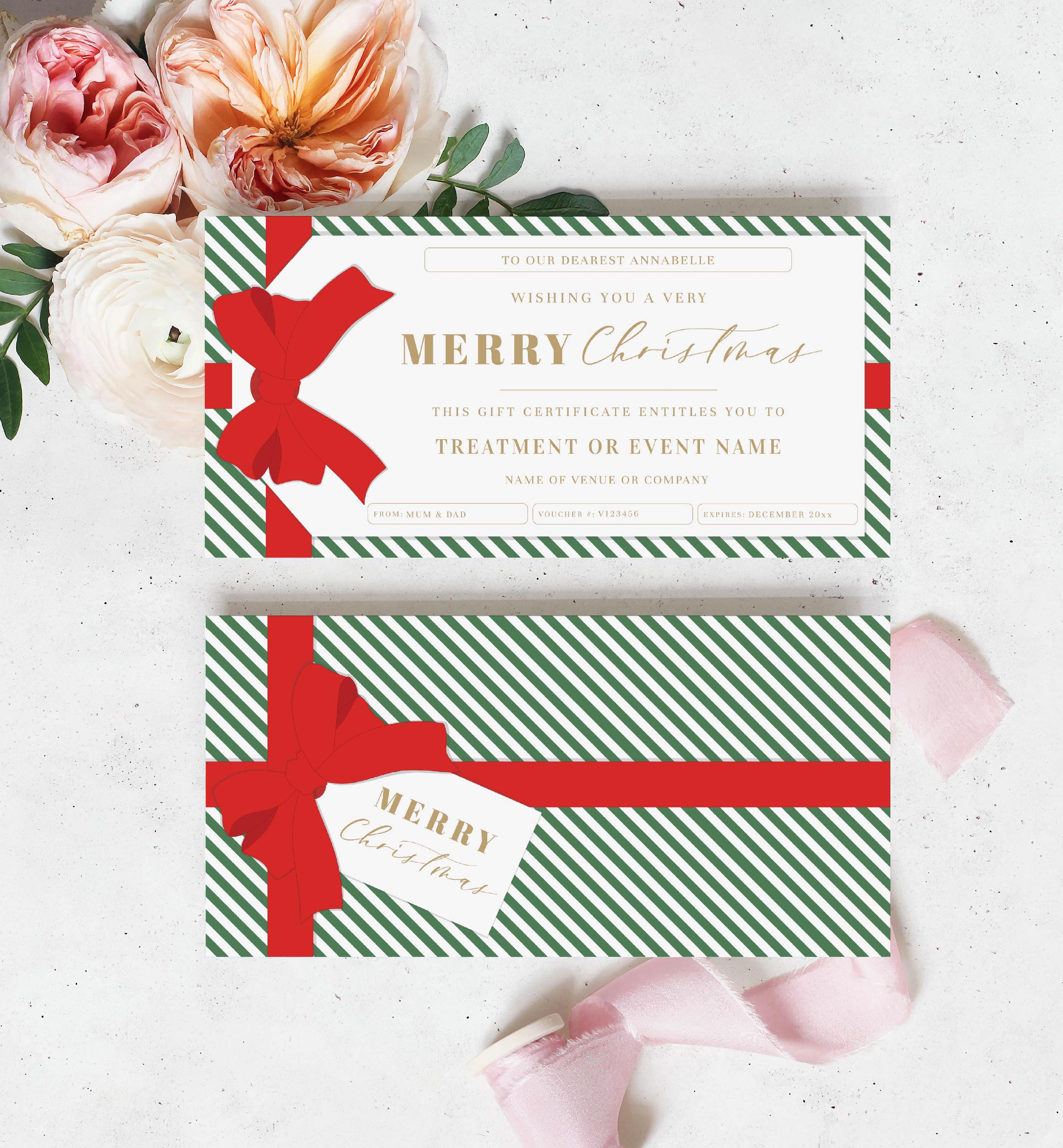 STR-RGR-14-B1803 - STRIPE - RED GREEN - CHRISTMAS GIFT TAG GIFT CERTIFICATE design preview