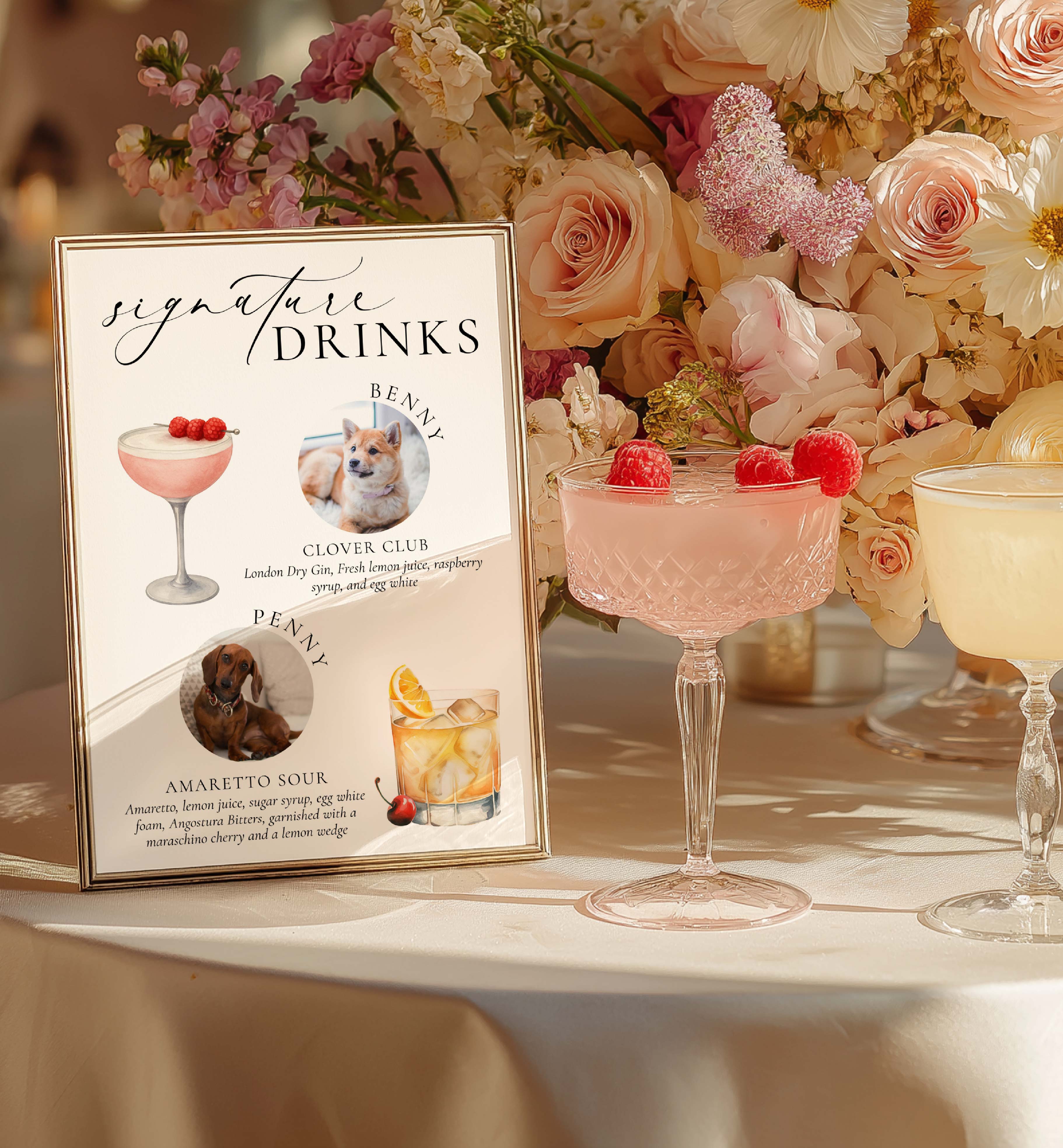 ELE-WHT-7-B3860 - ELLESMERE - WHITE - PET PHOTO SIGNATURE DRINKS SIGN design preview