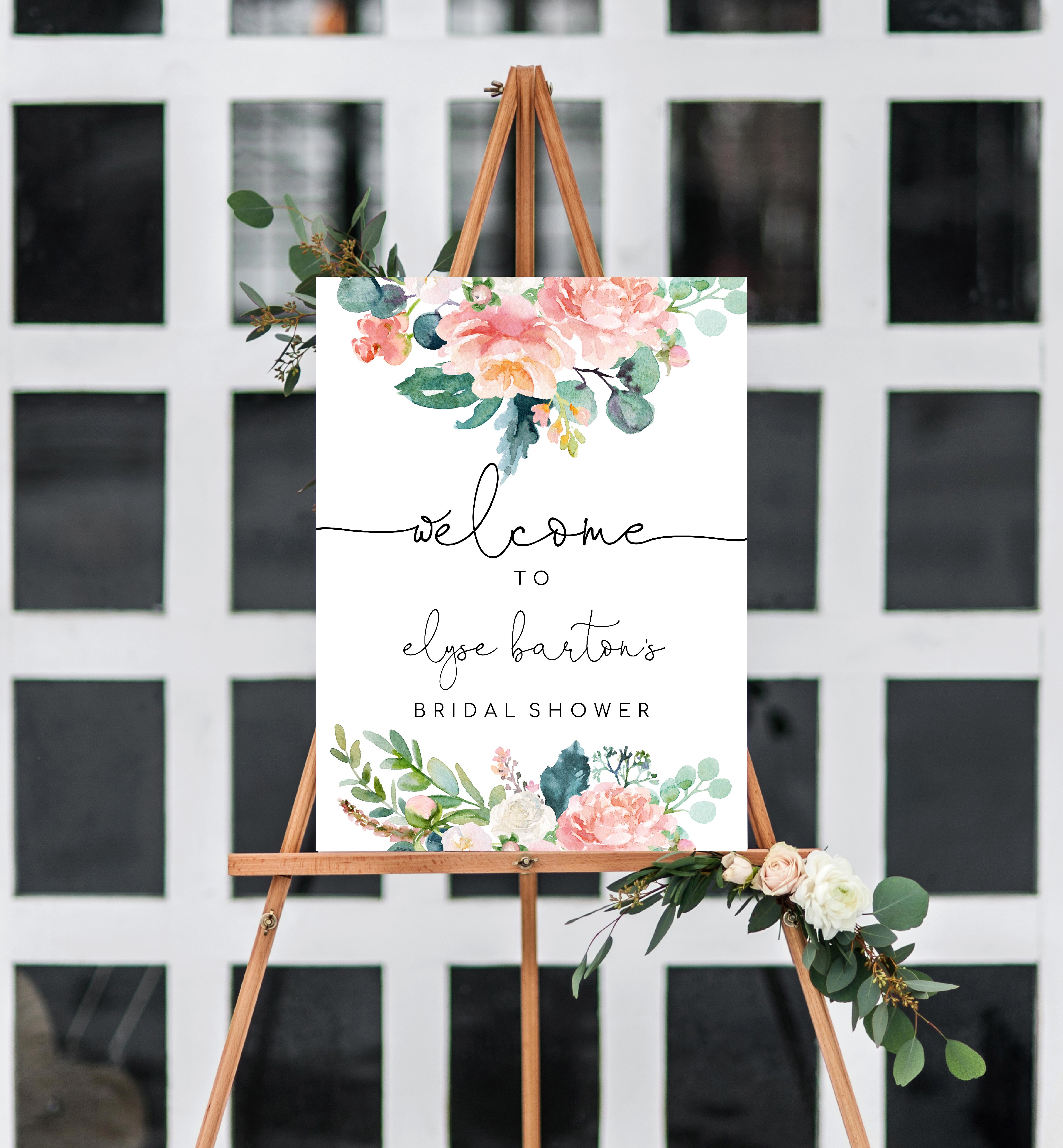AFB-WHT-3-B1060 - AFTERNOON BLOOMS - WHITE - WELCOME SIGN design preview