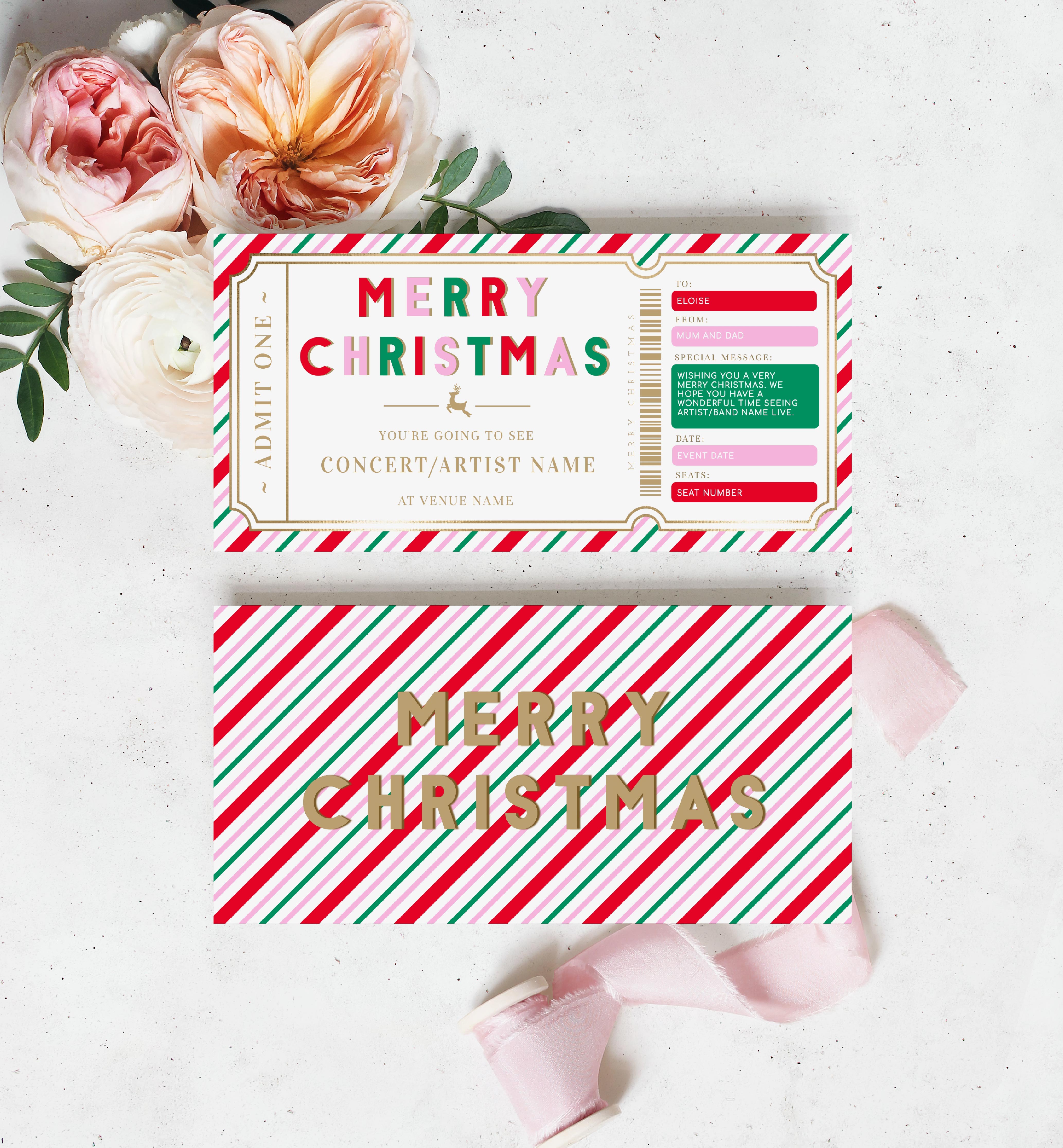 STR-PMT-14-B2417 - STRIPE - PINK MULTI - CHRISTMAS CONCERT GIFT CERTIFICATE design preview