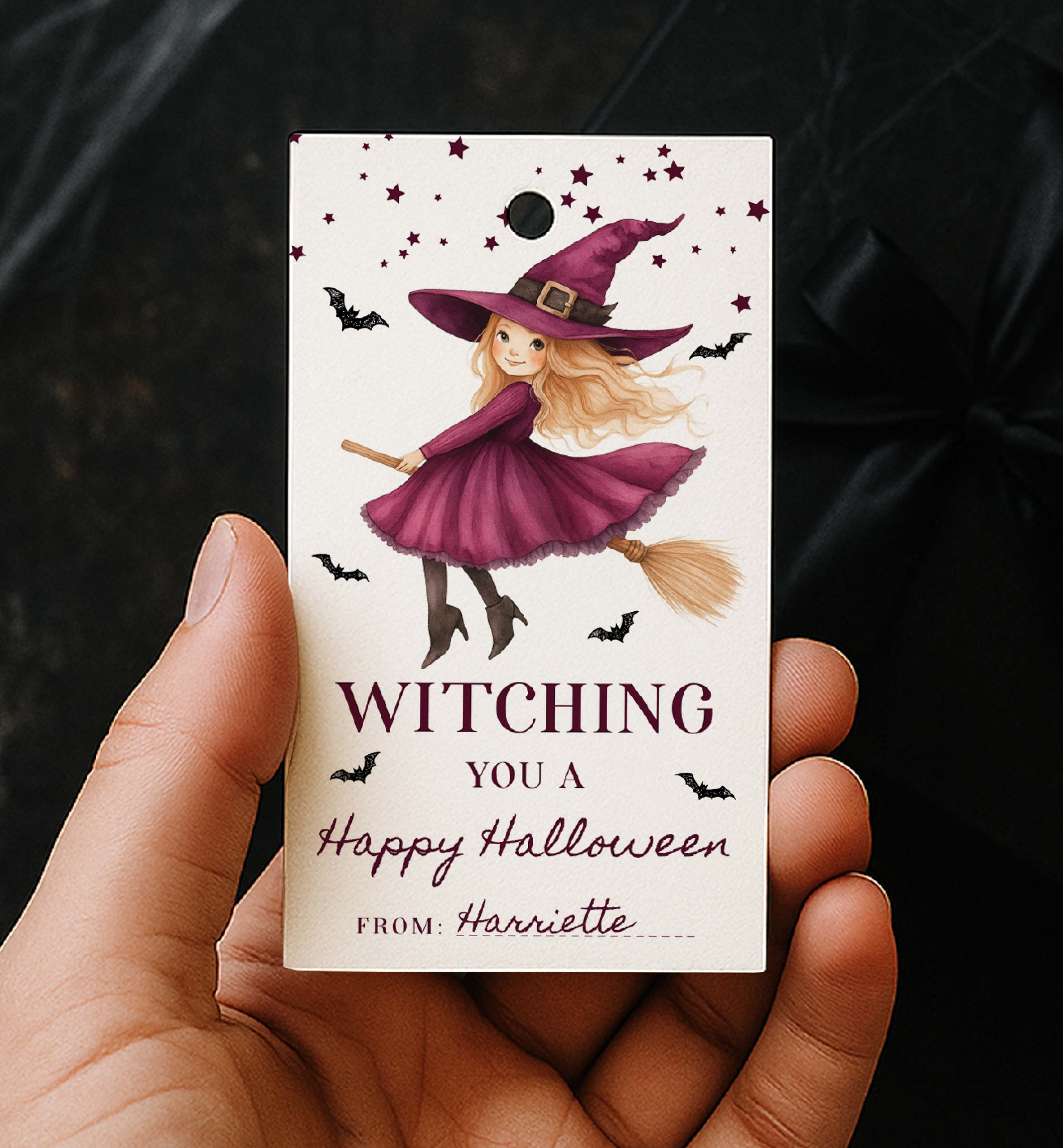 HAL-PUR-6-B3668 - HALLOWEEN - PURPLE - WITCHING TAG design preview