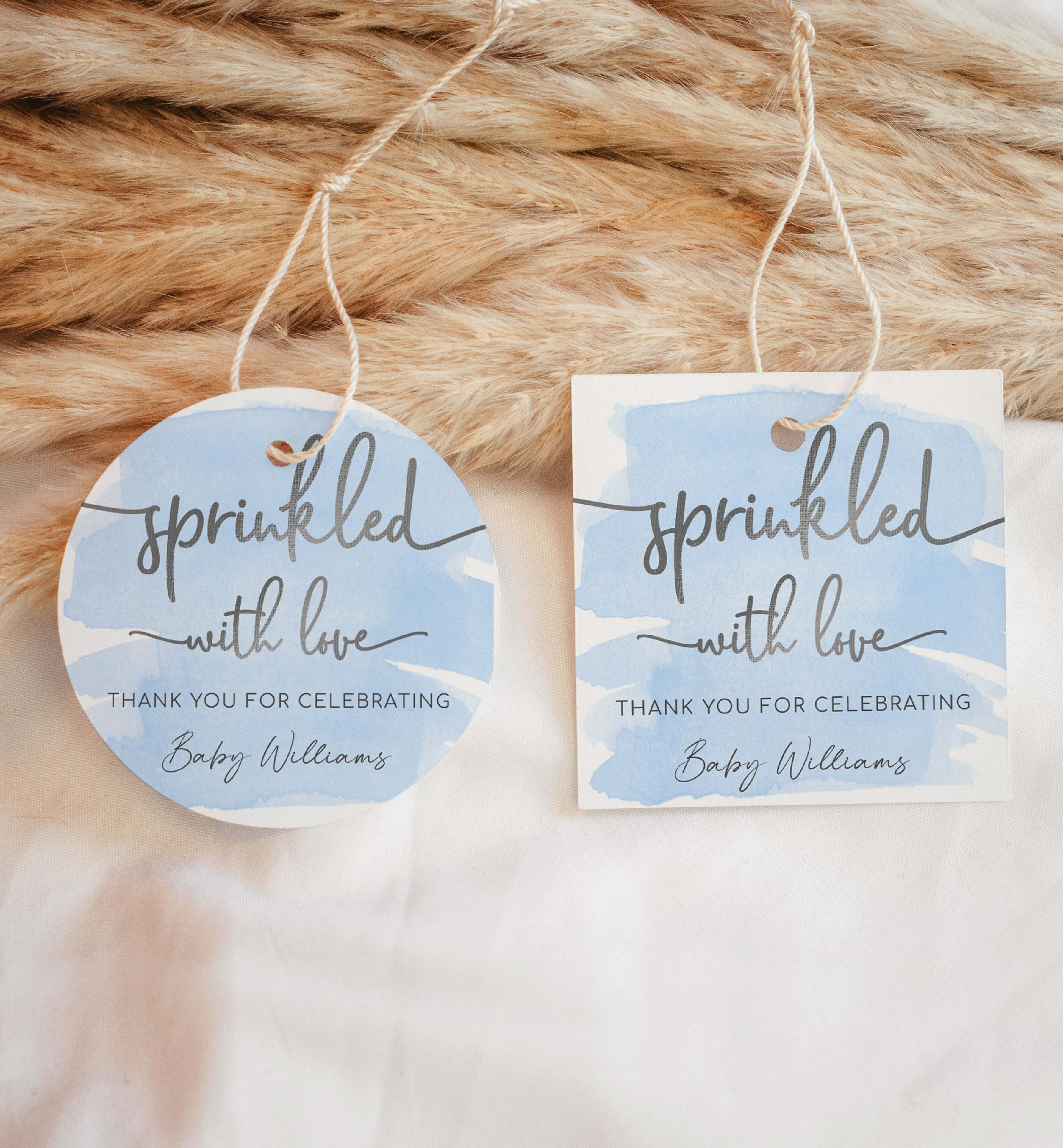 WAT-BLU-6-B2611 - WATERCOLOUR BLUE - SILVER - SPRINKLED WITH LOVE TAG design preview