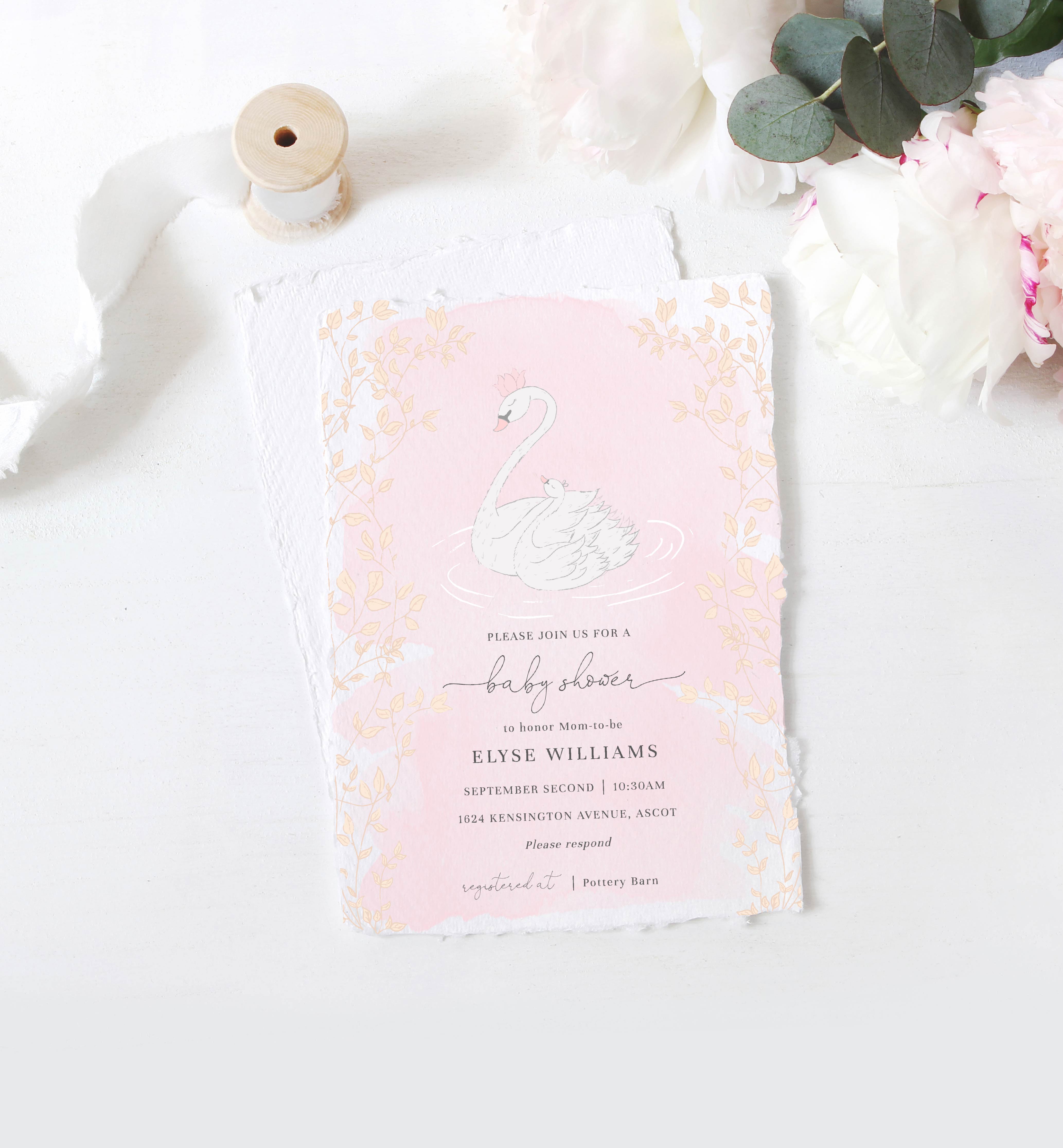 ODT-PNK-1-B778 - ODETTE - PINK - BABY SHOWER INVITATION design preview