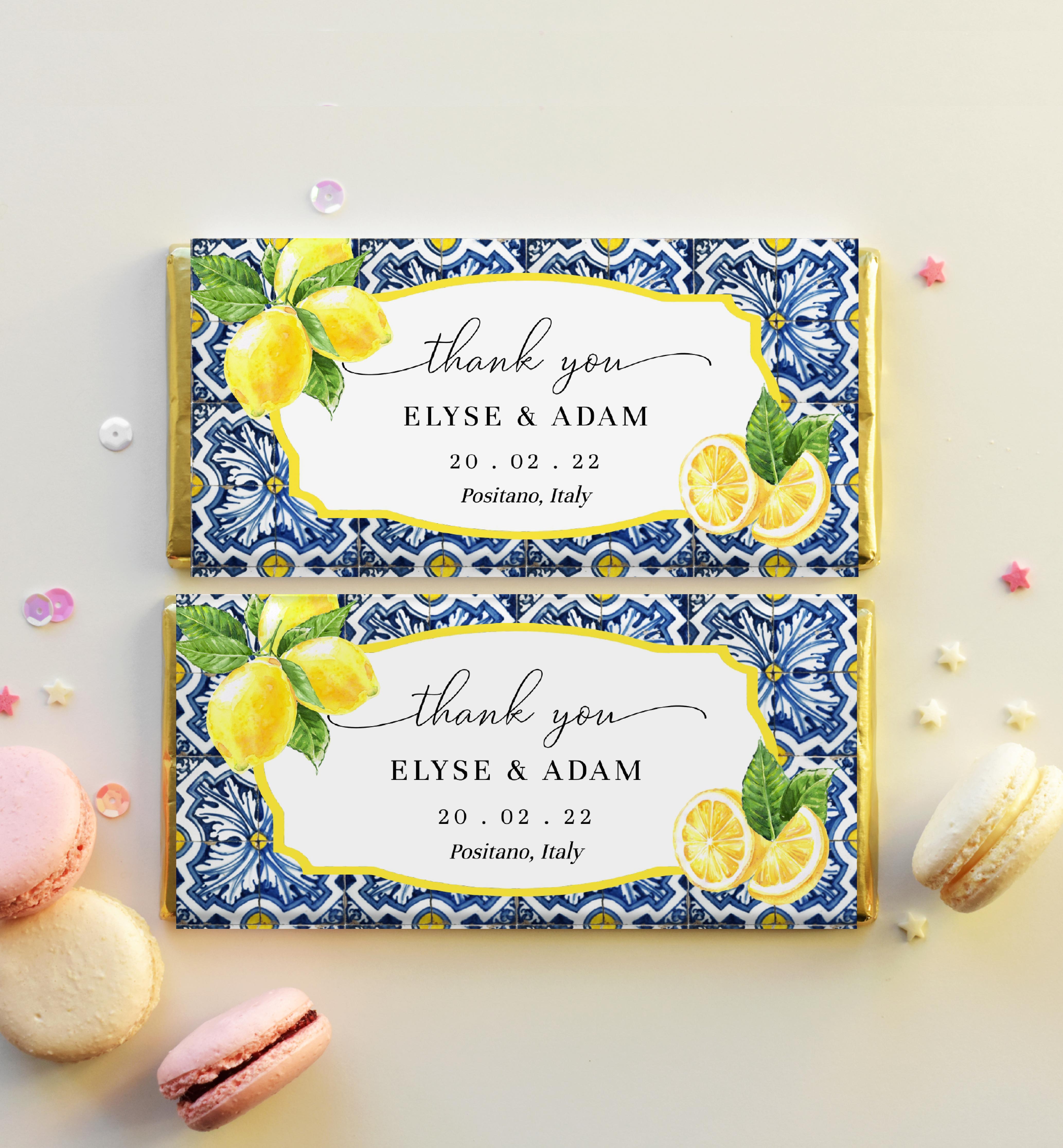 POS-BLY-6-B1088 - POSITANO BLUE TILE - LEMONS - CHOCOLATE WRAPPERS design preview