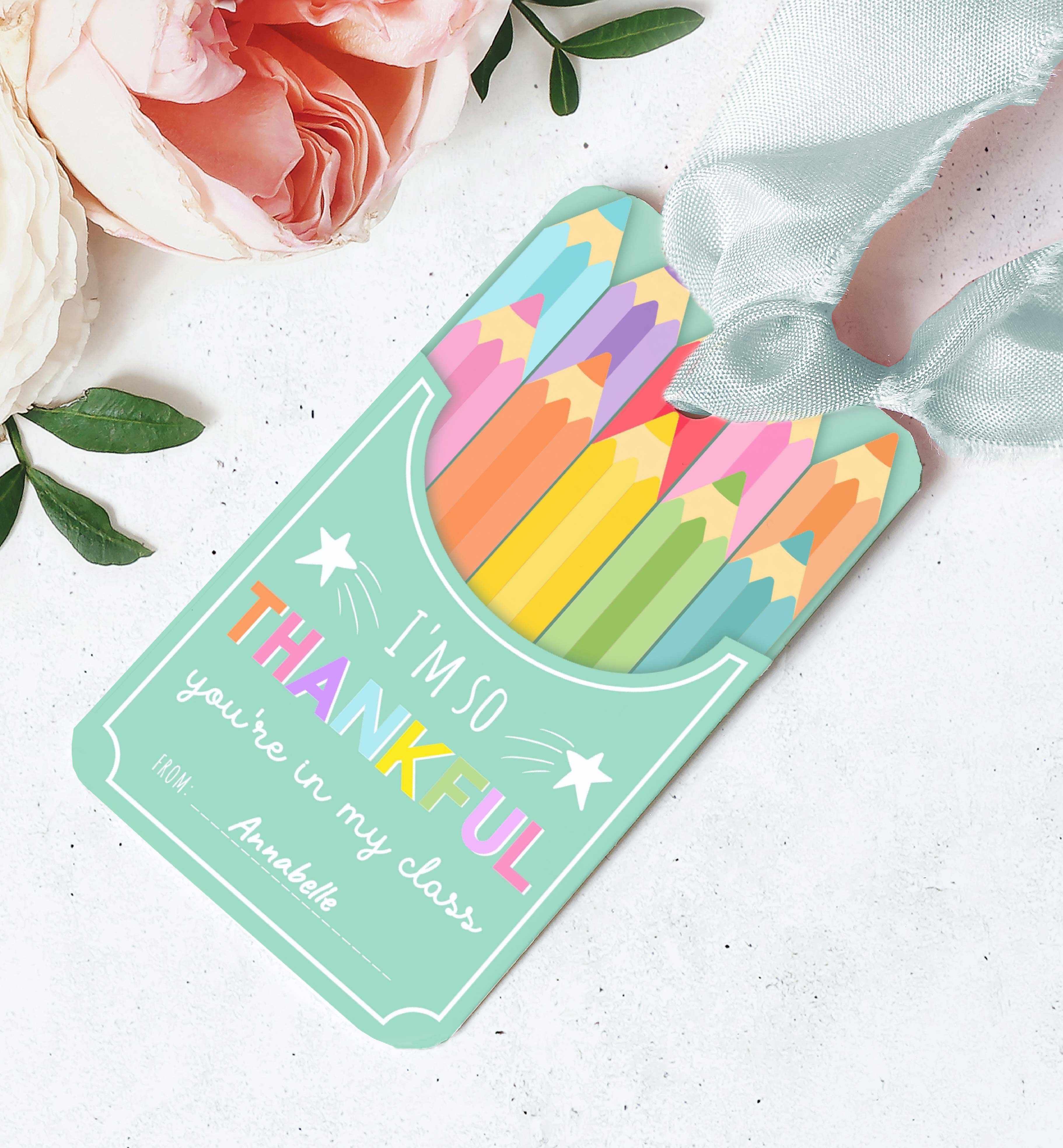 PEN-MNT-6-B3706 - PENCIL - MULTI - THANKFUL YOU'RE IN MY CLASS TAG design preview