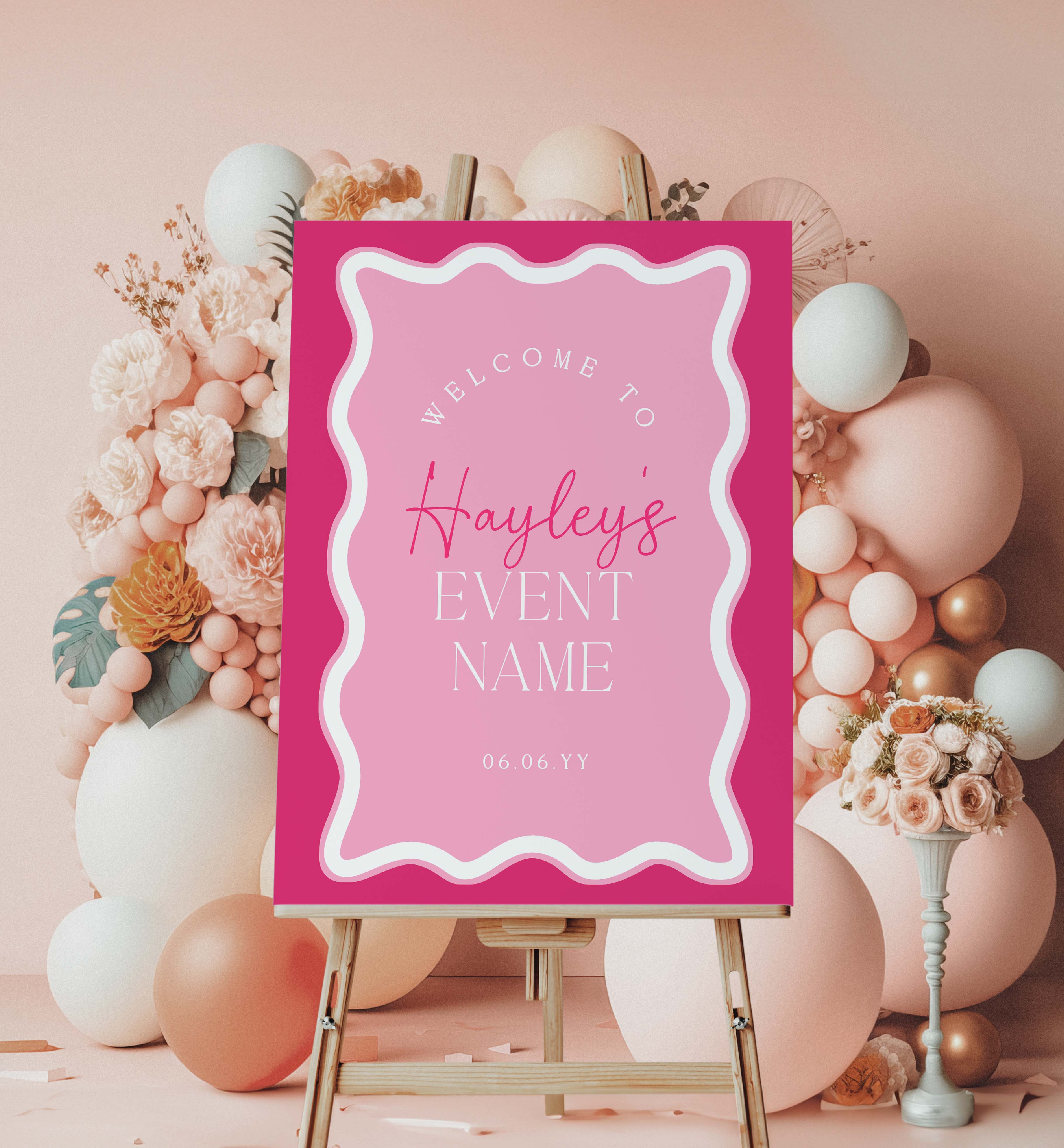 WAV-HPK-3-B3319 - WAVE - HOT PINK - WELCOME SIGN design preview