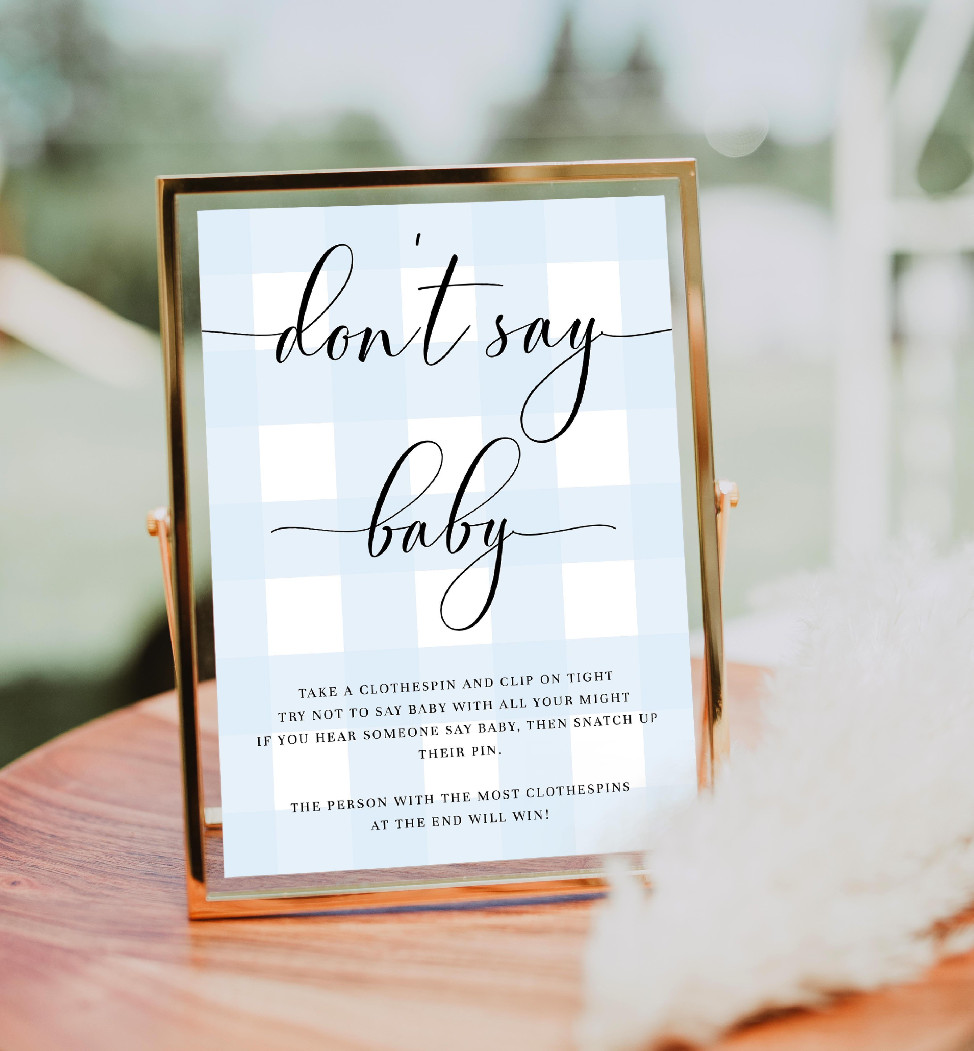 GIN-BLU-7-B579 - GINGHAM - BLUE - DON'T SAY BABY SIGN design preview