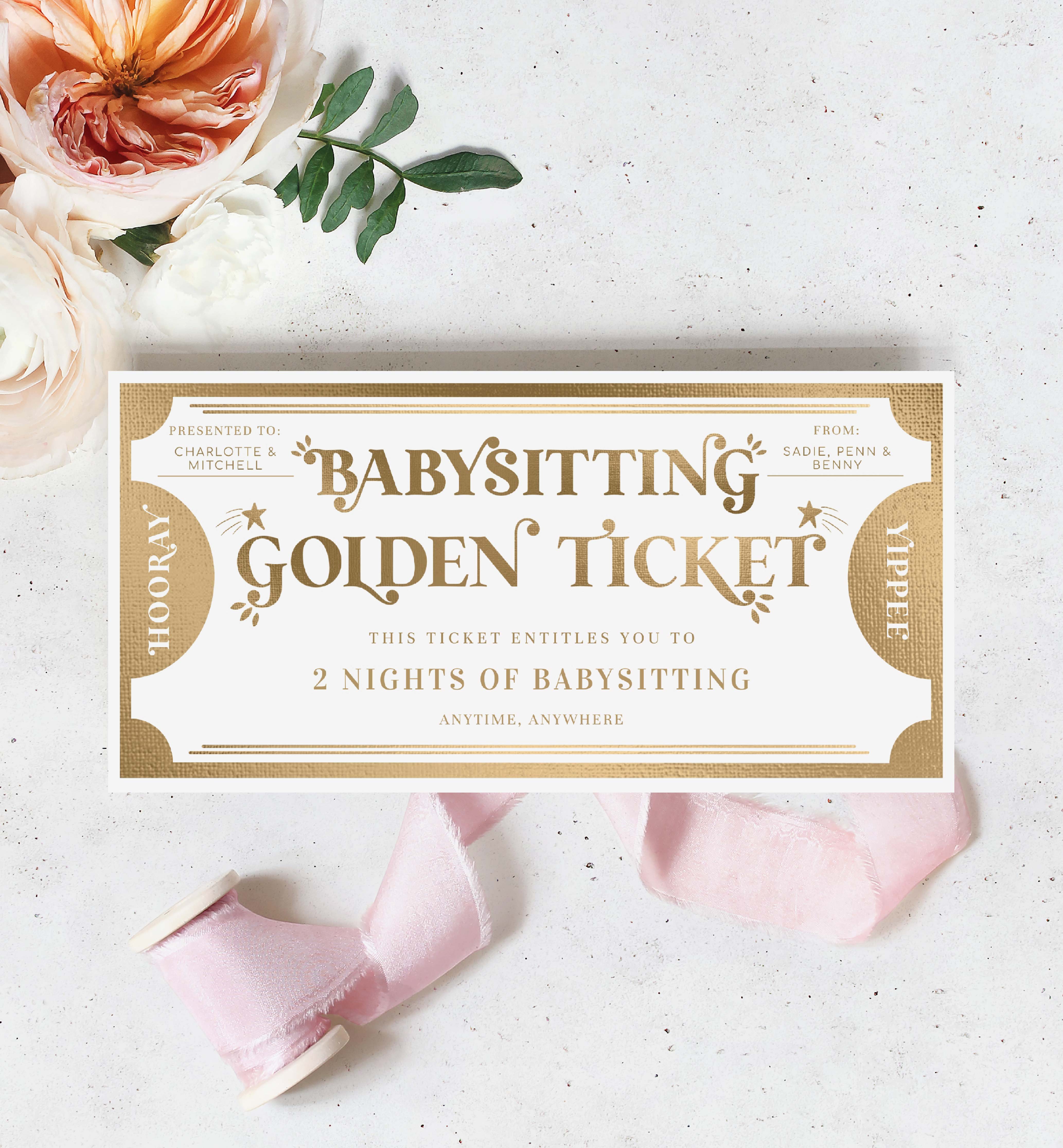 MAR-WHG-14-B2838 - MARGO - WHITE GOLD - BABY SITTING GOLDEN TICKET design preview