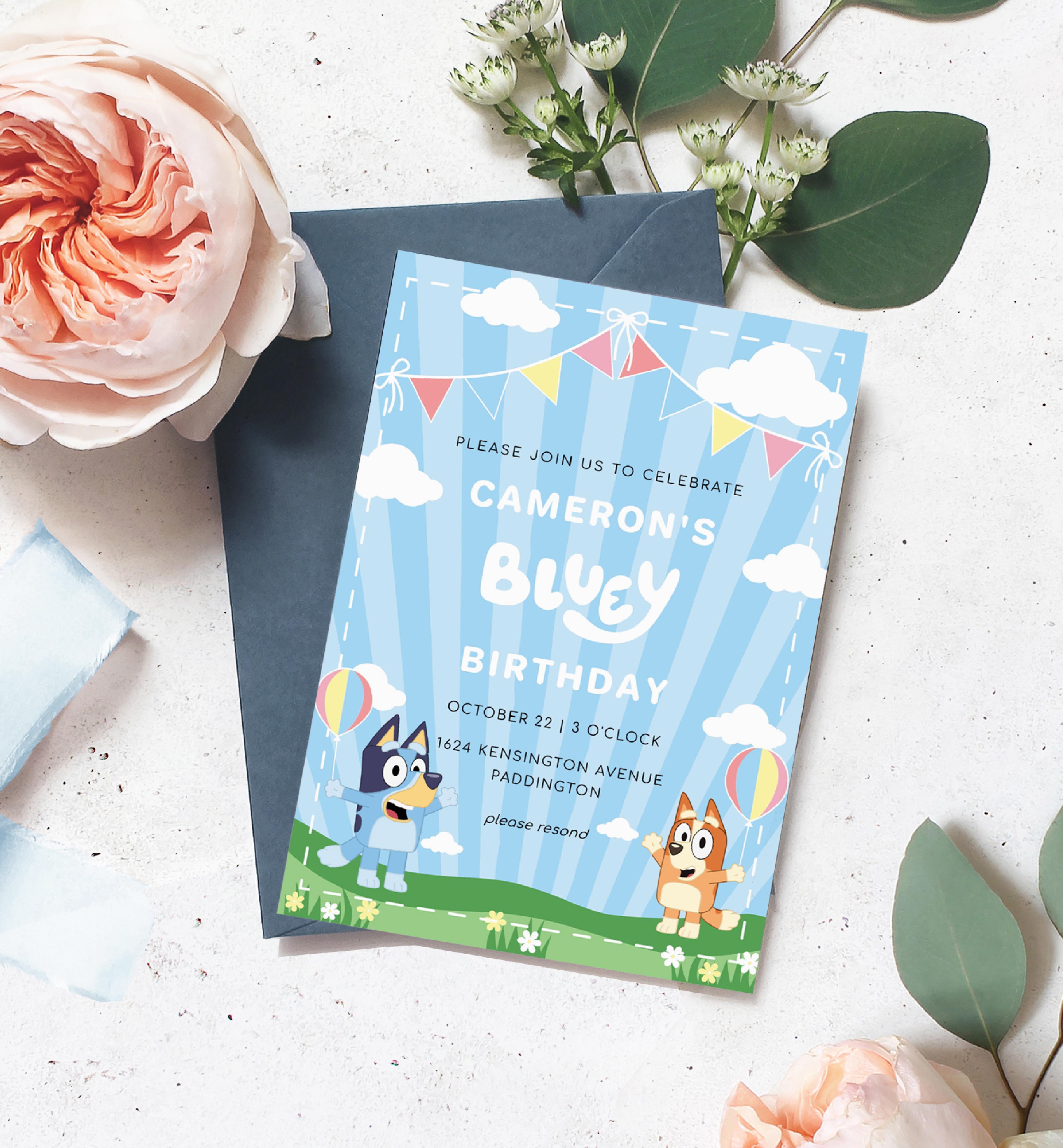 BLU-BLU-1-B1532 - BLUEY - BLUE - BIRTHDAY INVITATION design preview