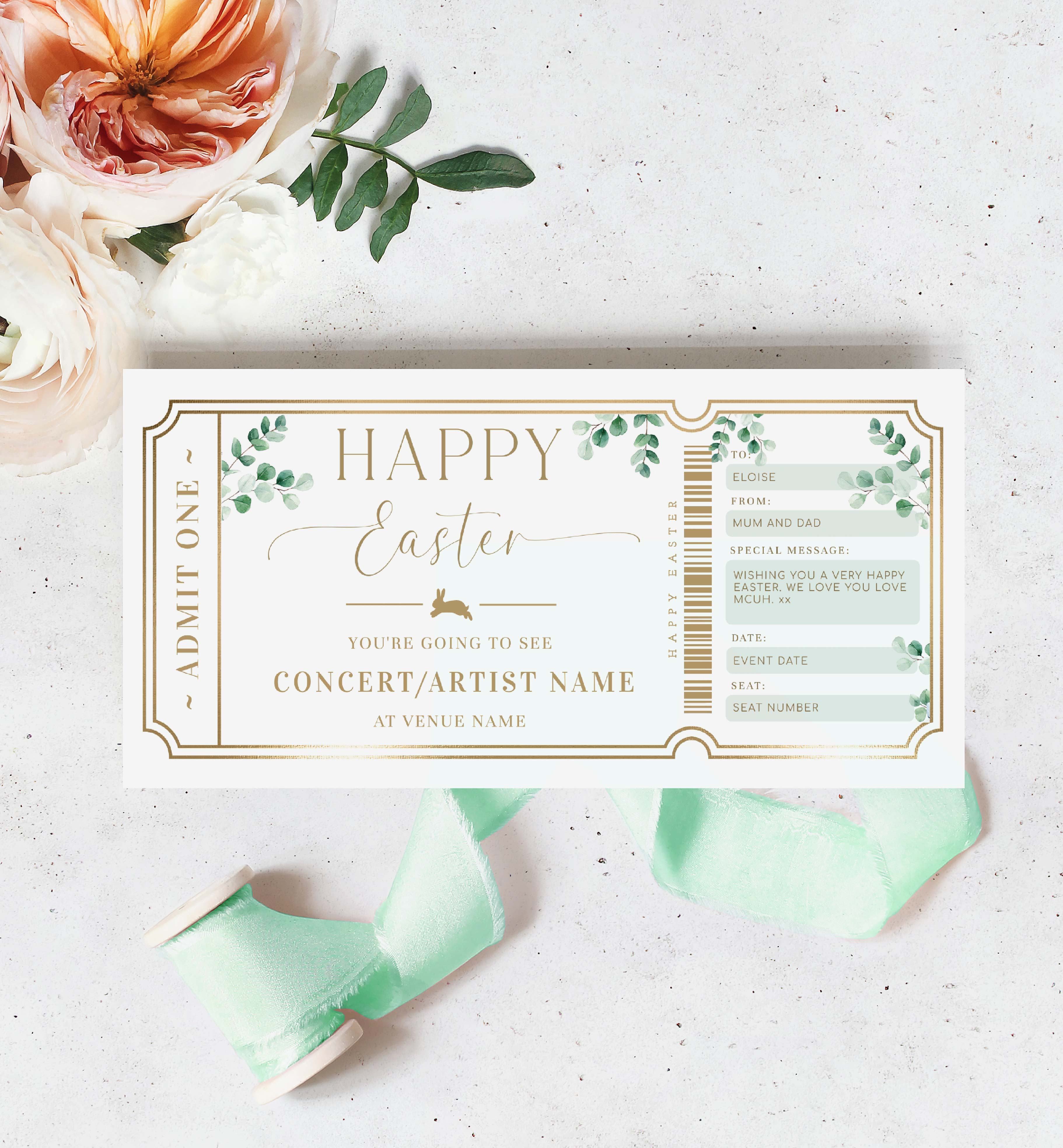 FER-GRE-14-B3480 - FERRAS - GREEN - EASTER CONCERT GIFT CERTIFICATE design preview
