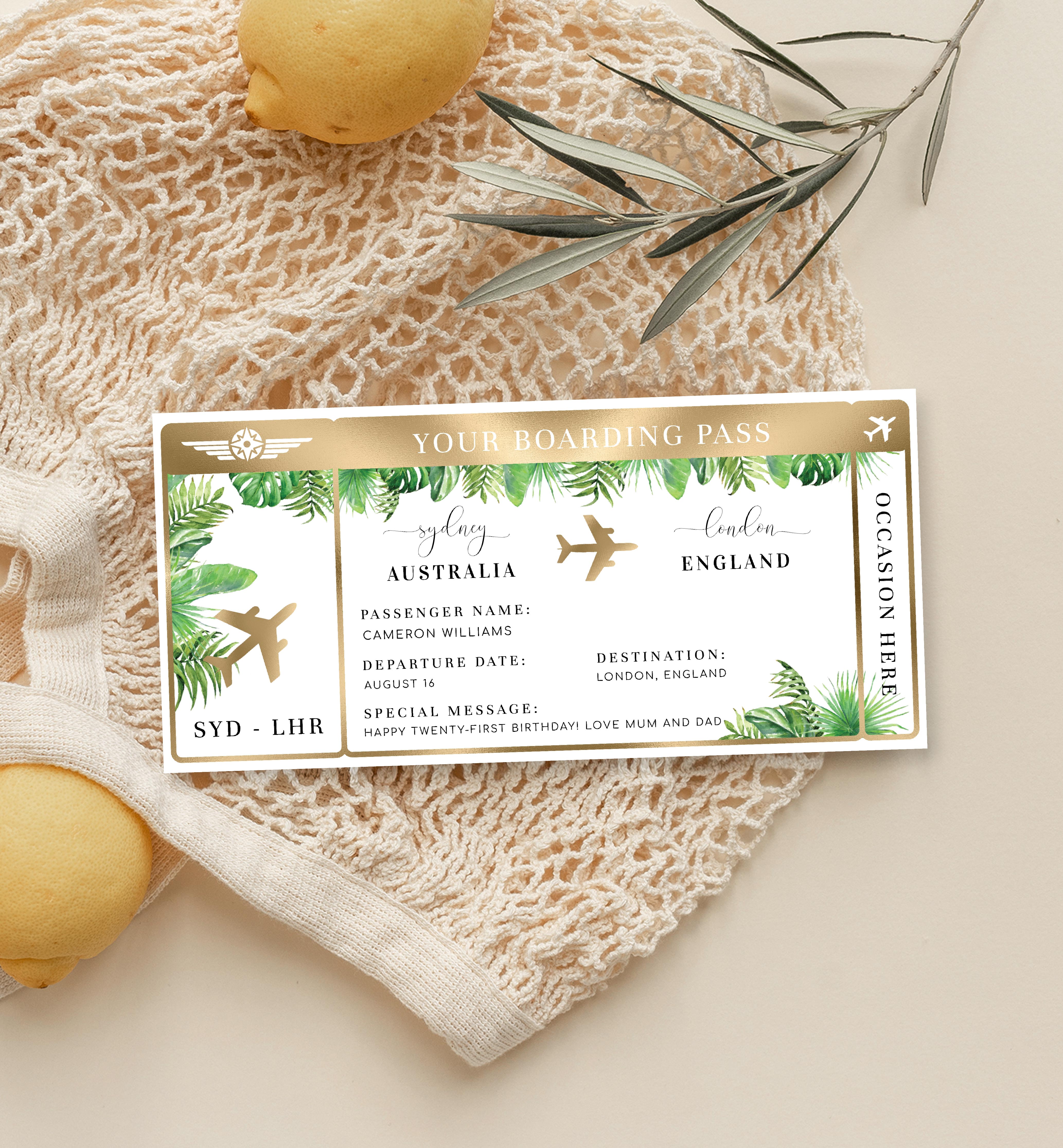 NAN-GRE-1-B1403 - NANTUCKET PALM - GREEN - BOARDING PASS design preview