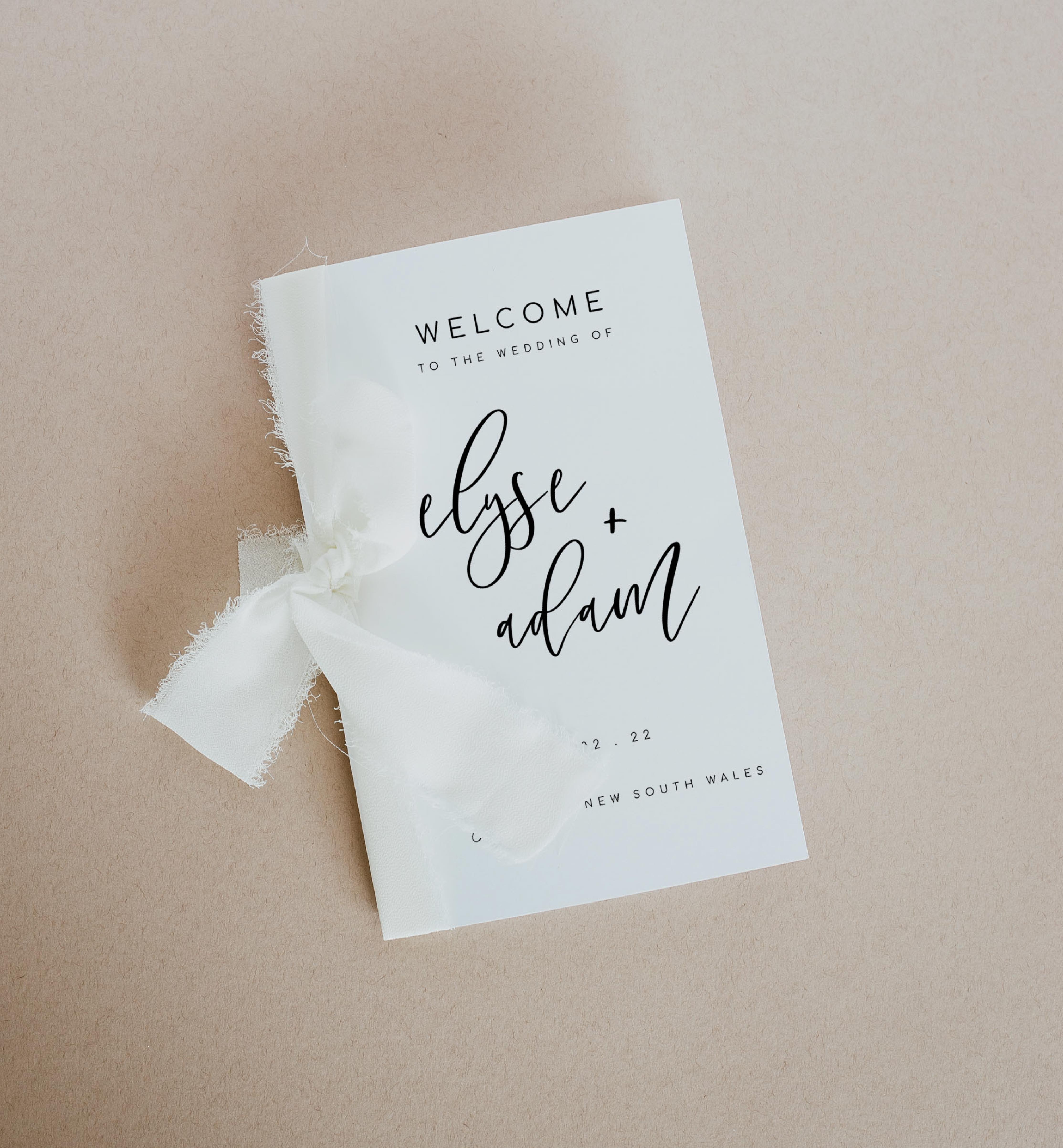 LUC-WHT-11-B594 - LUCAS SCRIPT - WHITE - WEDDING SINGLE FOLD PROGRAM design preview