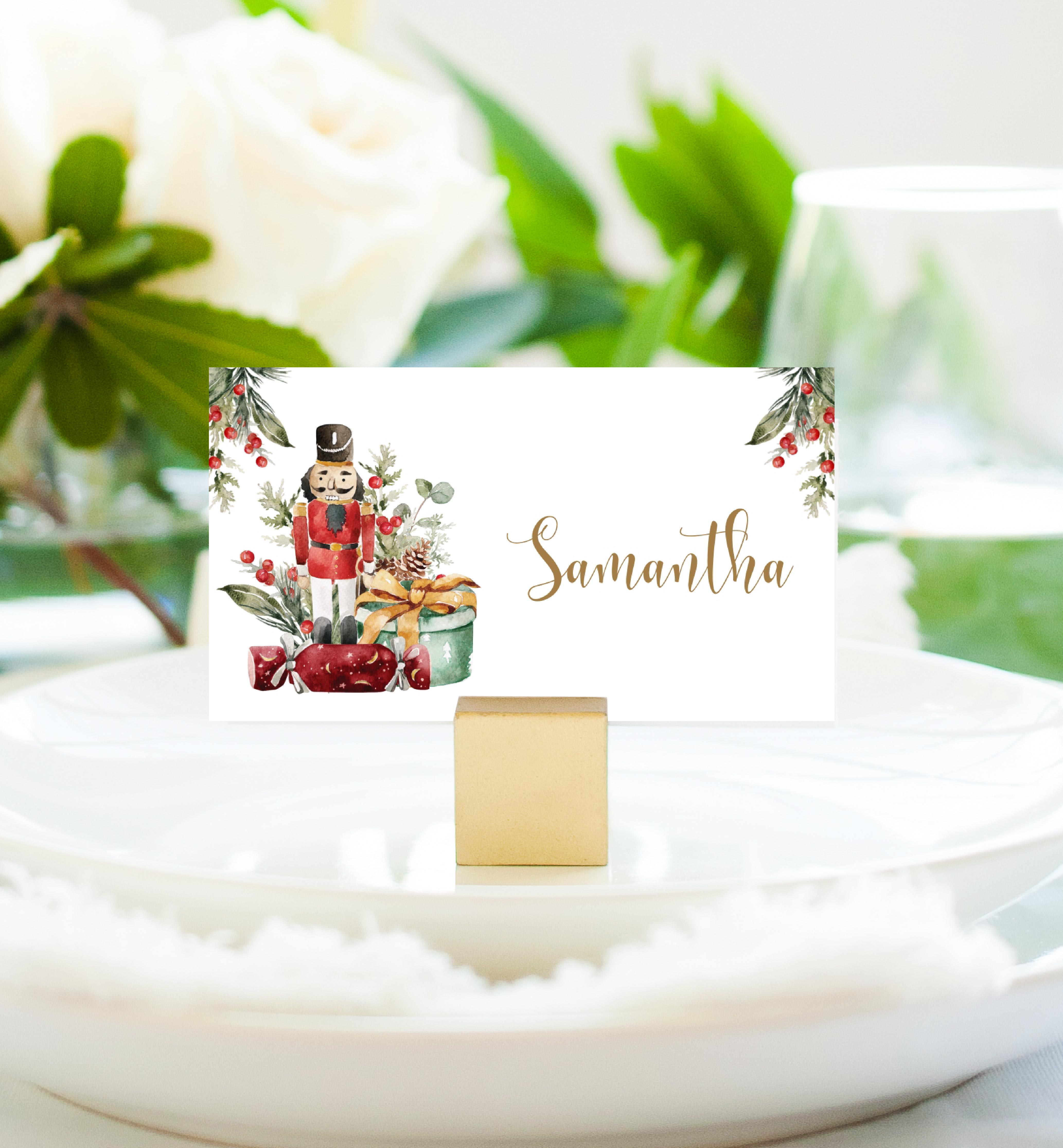 NUT-WHT-5-B1737 - NUTMEG NOEL - WHITE - NUTCRACKER CHRISTMAS PLACE CARDS design preview