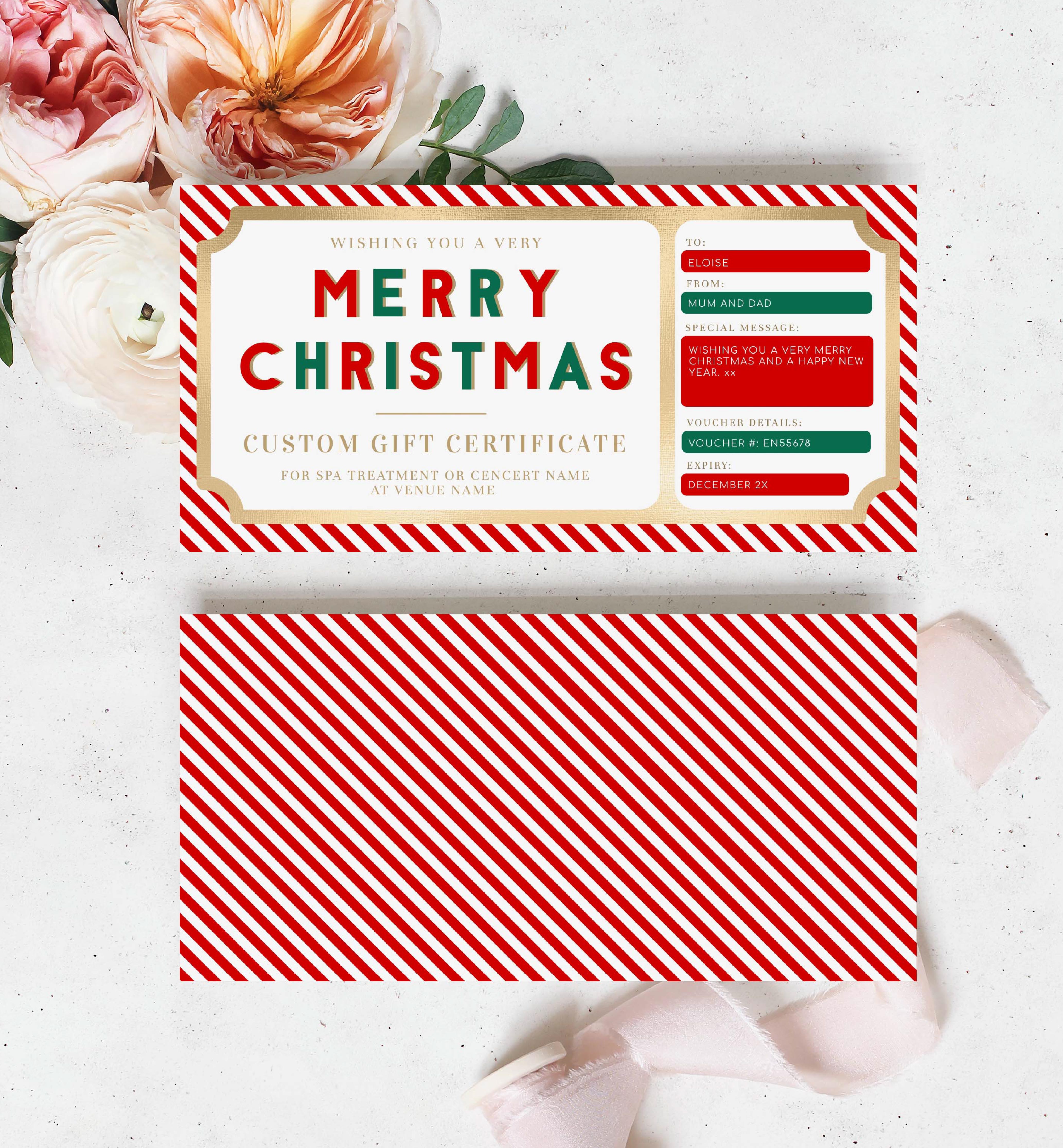 STR-RDW-14-B1798 - STRIPE - RED WHITE - CHRISTMAS GIFT CERTIFICATE design preview