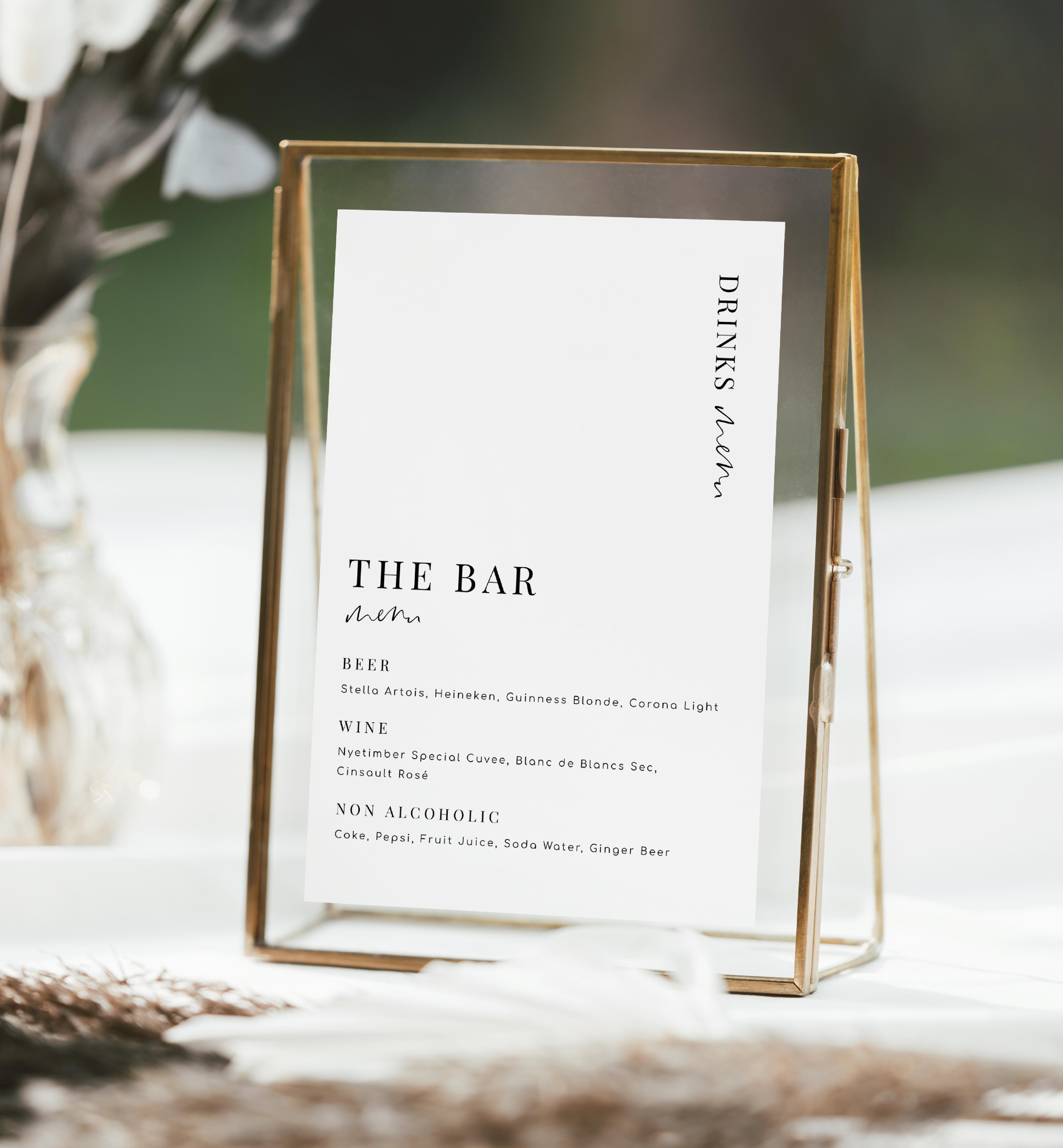 EST-WHT-12-B2101 - ESTELLE - WHITE - DRINKS MENU SIGN design preview