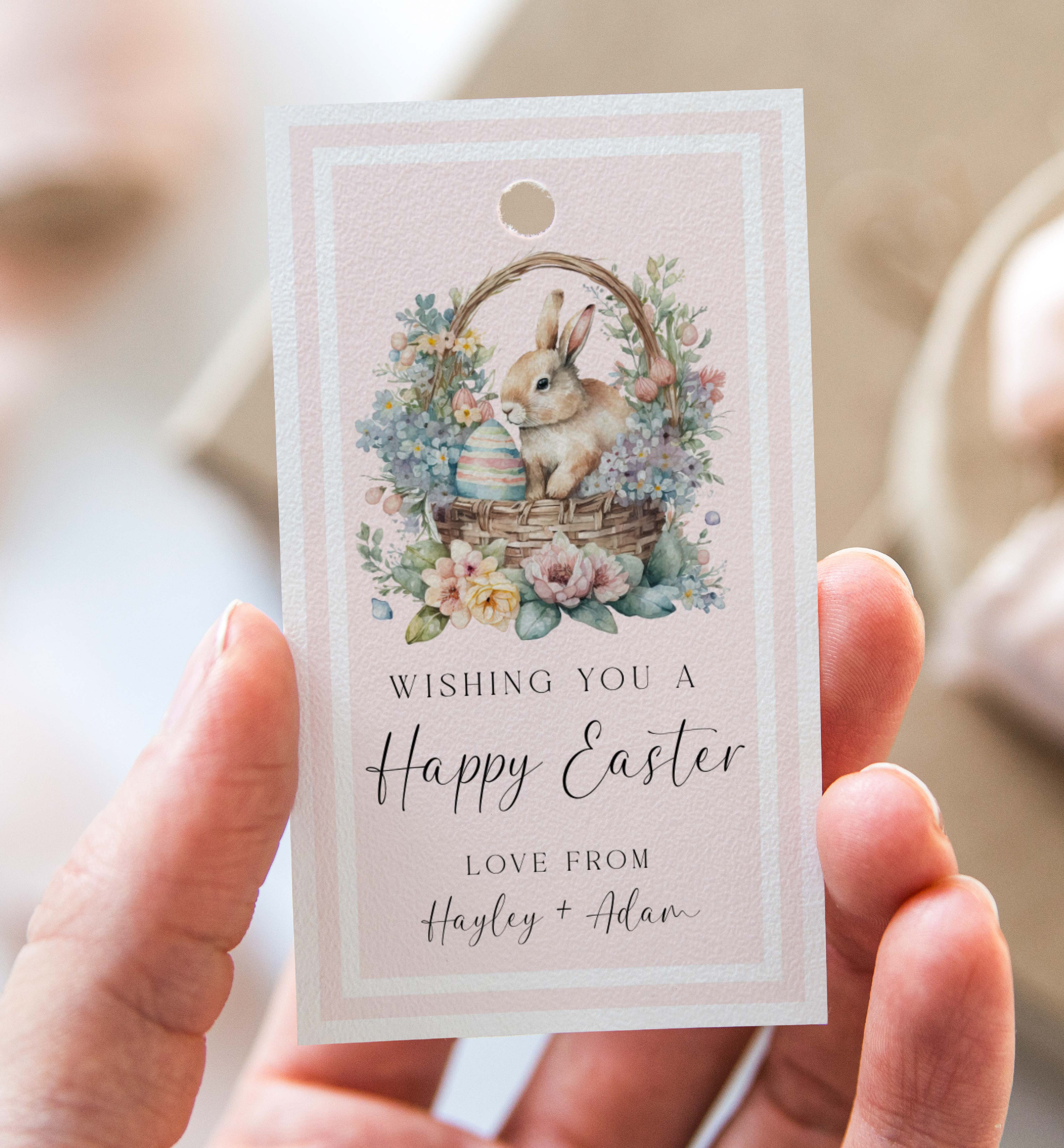 EAS-PNK-6-B3049 - EASTER - PINK - EASTER BUNNY TAG design preview