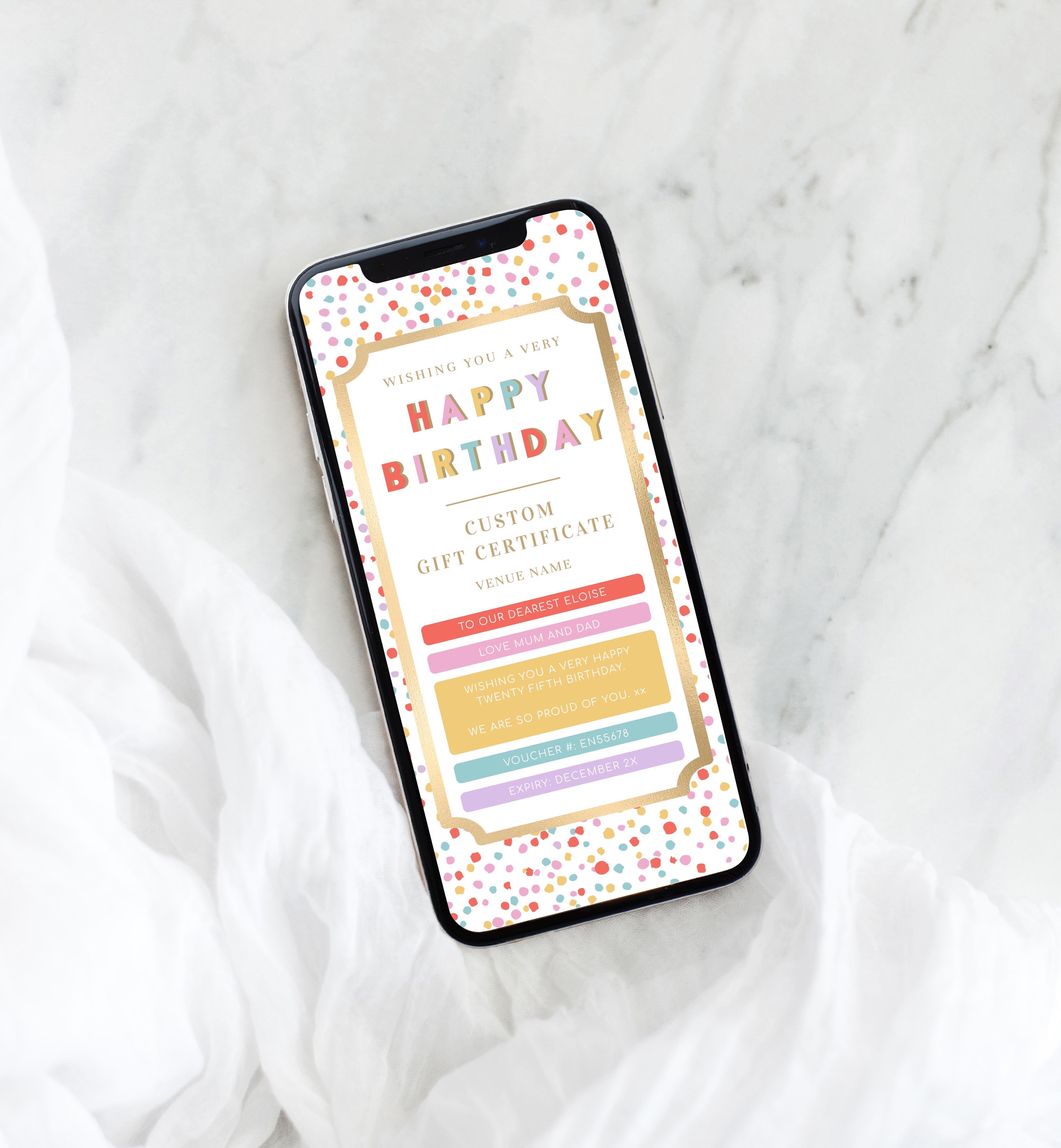 DOT-MLT-14-B1833 - DOT - MULTI - BIRTHDAY SMARTPHONE GIFT CERTIFICATE design preview
