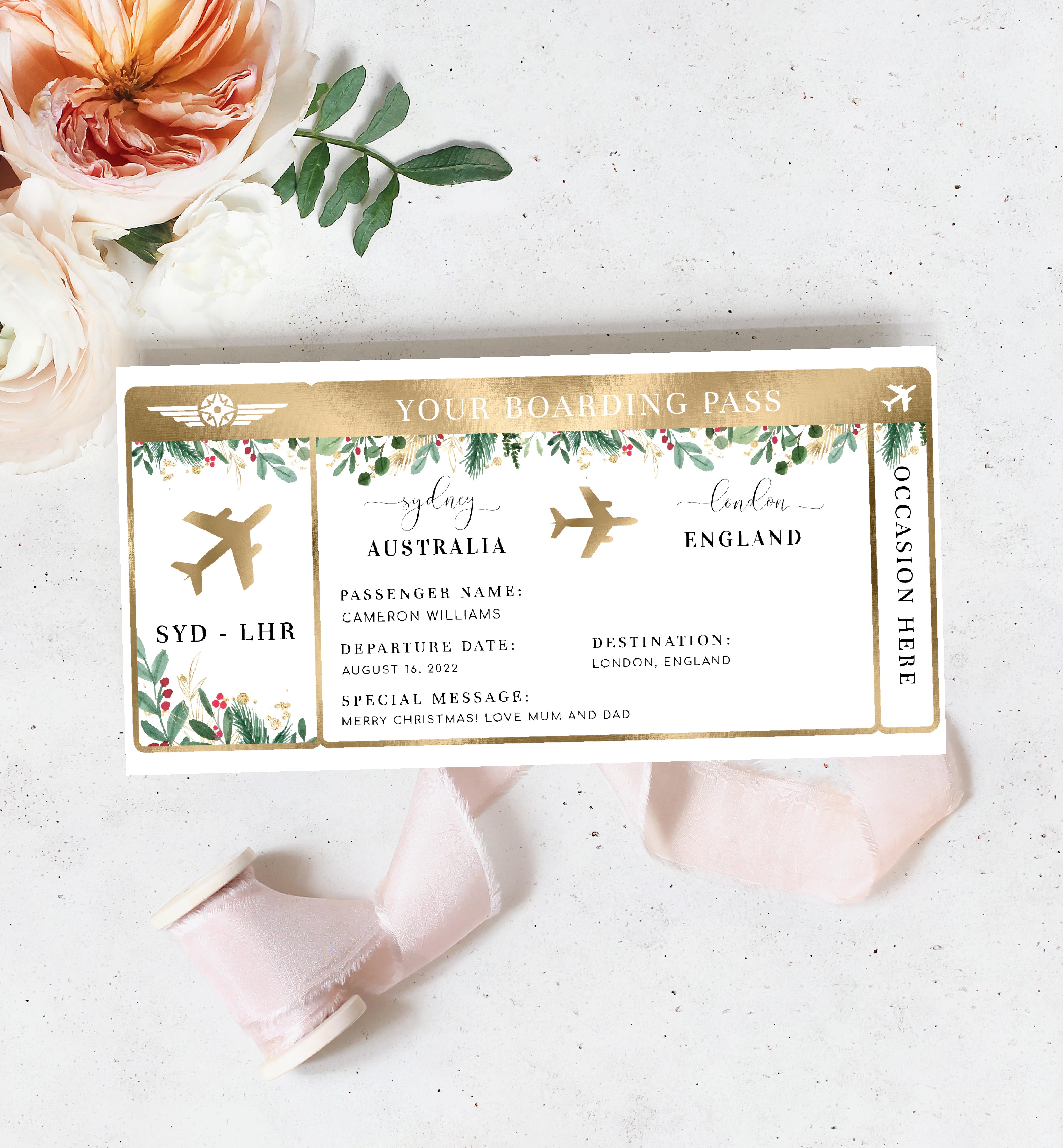 MER-WHT-1-B1380 - MERRIMENT CHRISTMAS - WHITE - BOARDING PASS design preview