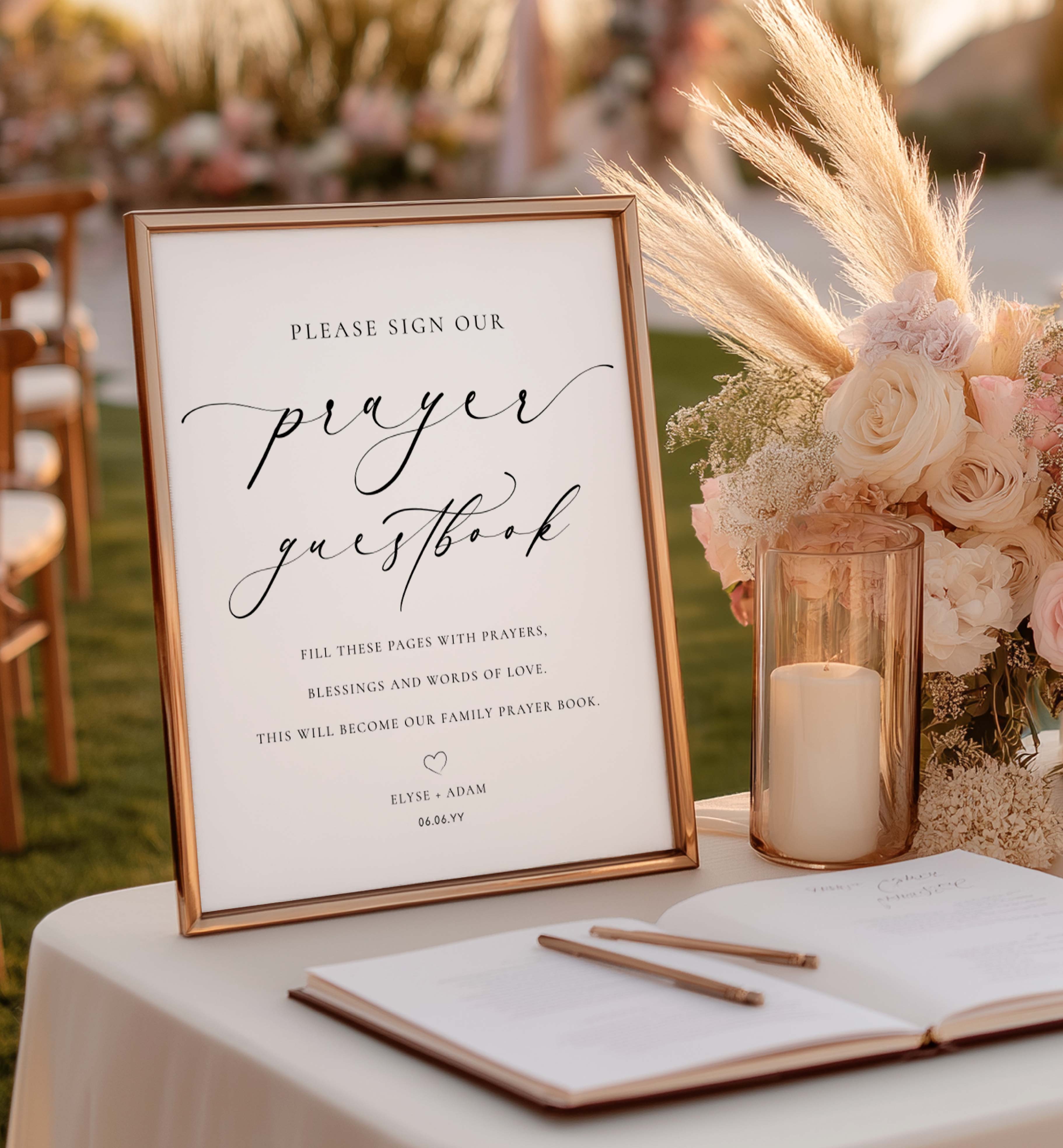 ELE-WHT-7-B3854 - ELLESMERE - WHITE - PRAYER GUESTBOOK SIGN design preview