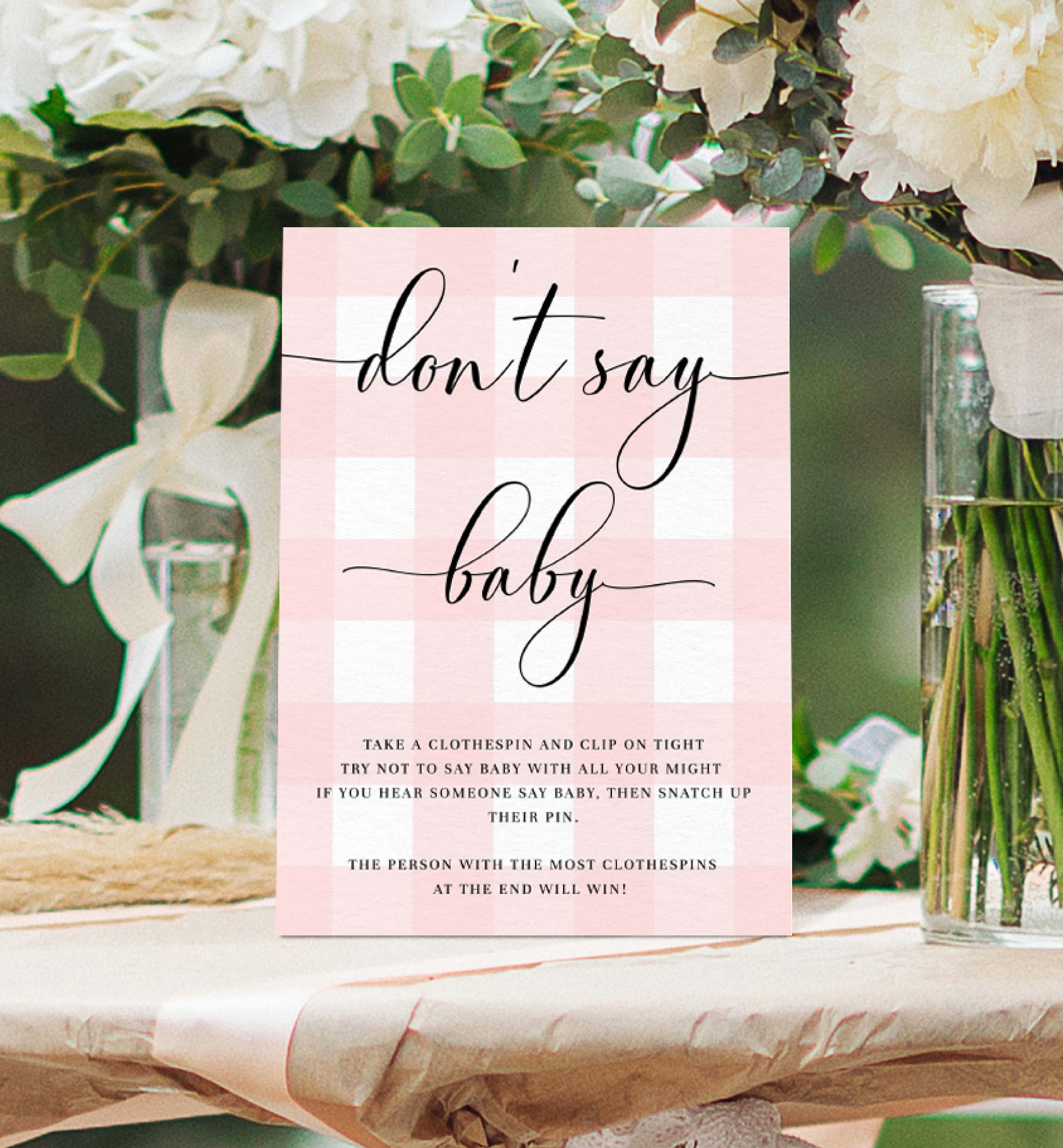 GIN-PNK-7-B579 - GINGHAM - PINK - DON'T SAY BABY SIGN design preview
