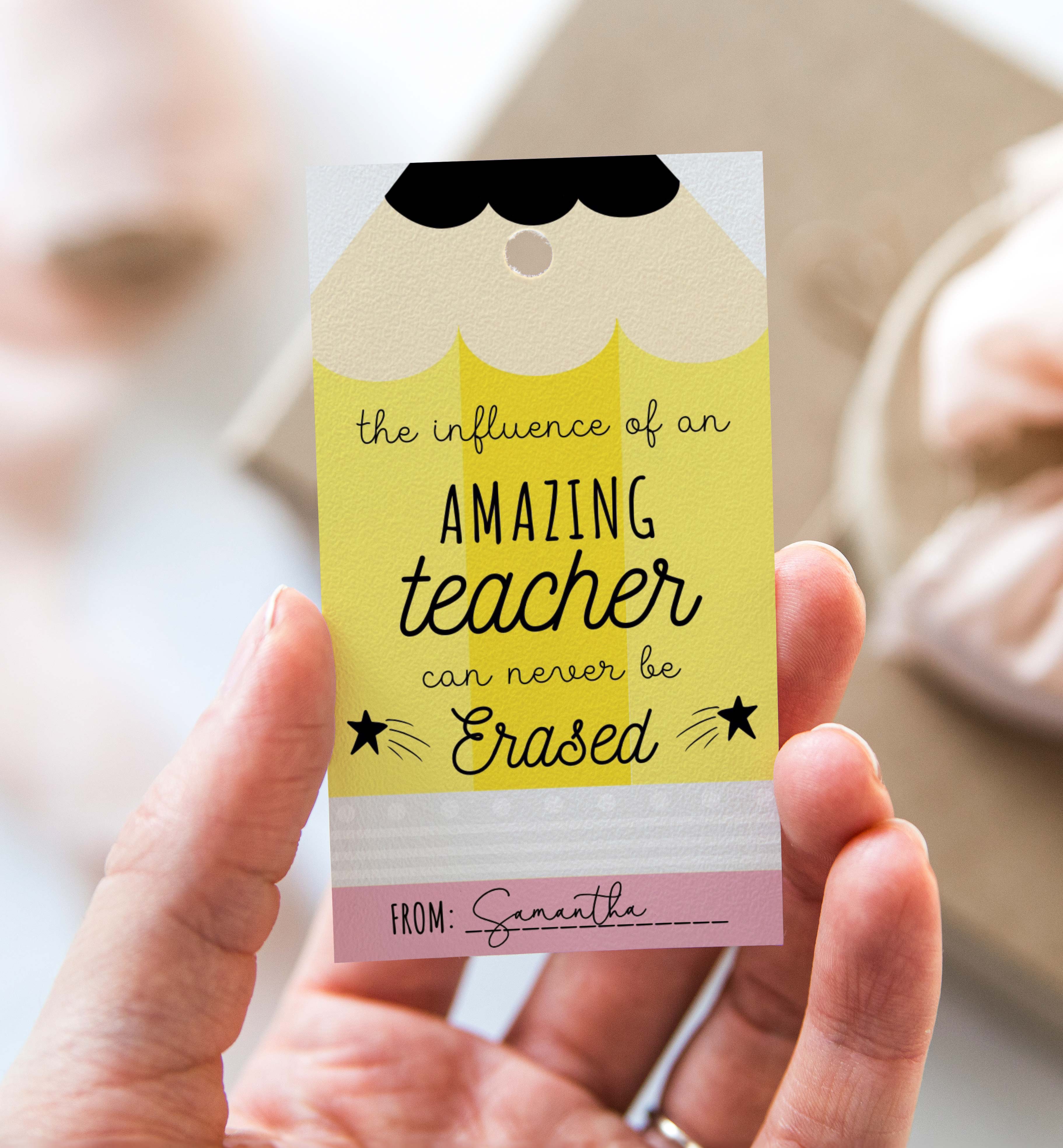 PNC-YEL-6-B3366 - PENCIL - YELLOW - TEACHER APPRECIATION TAG design preview