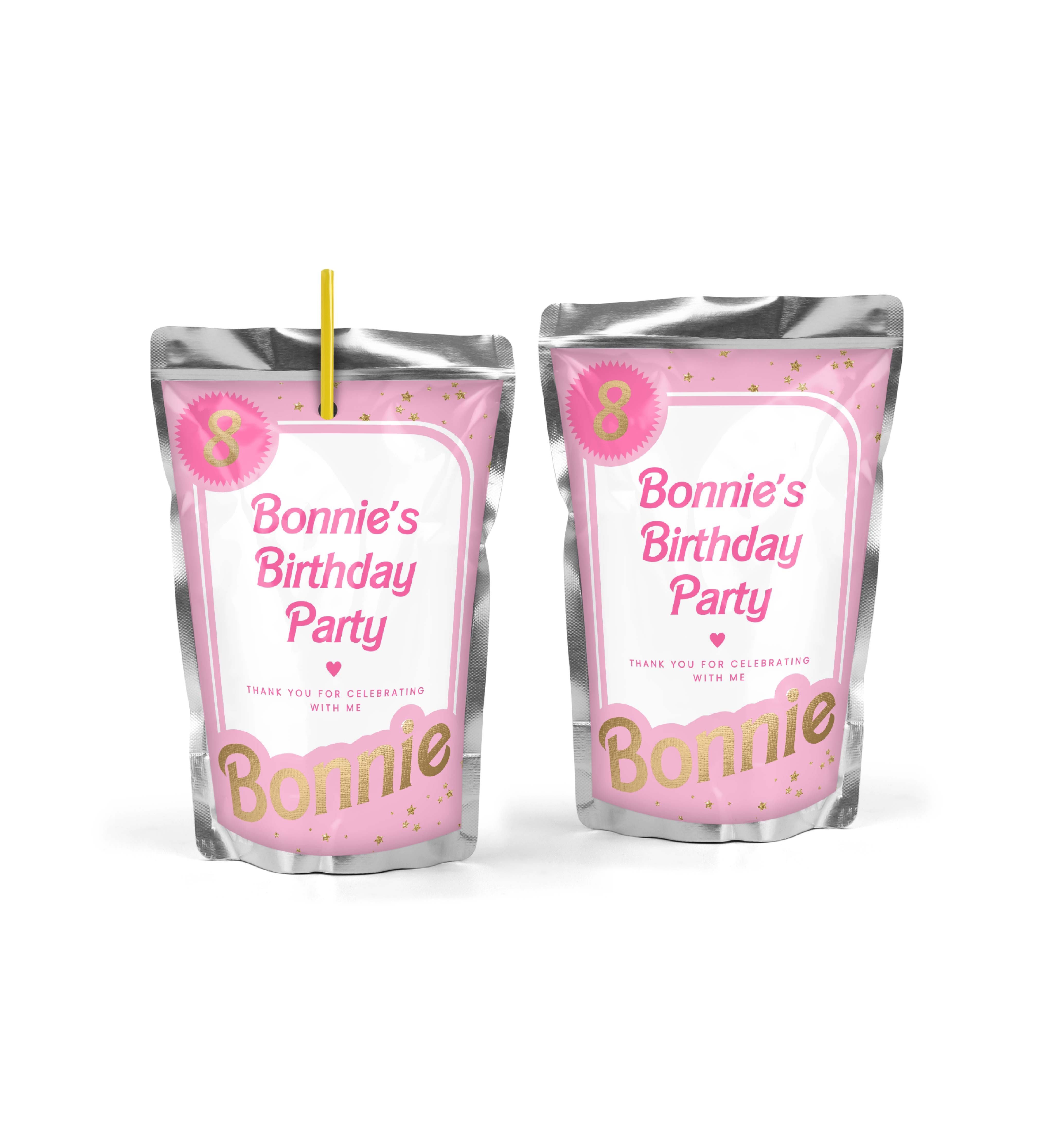 BAR-PNK-6-B2583 - BARBIE - PINK GOLD - CAPRI SUN POUCH LABEL design preview