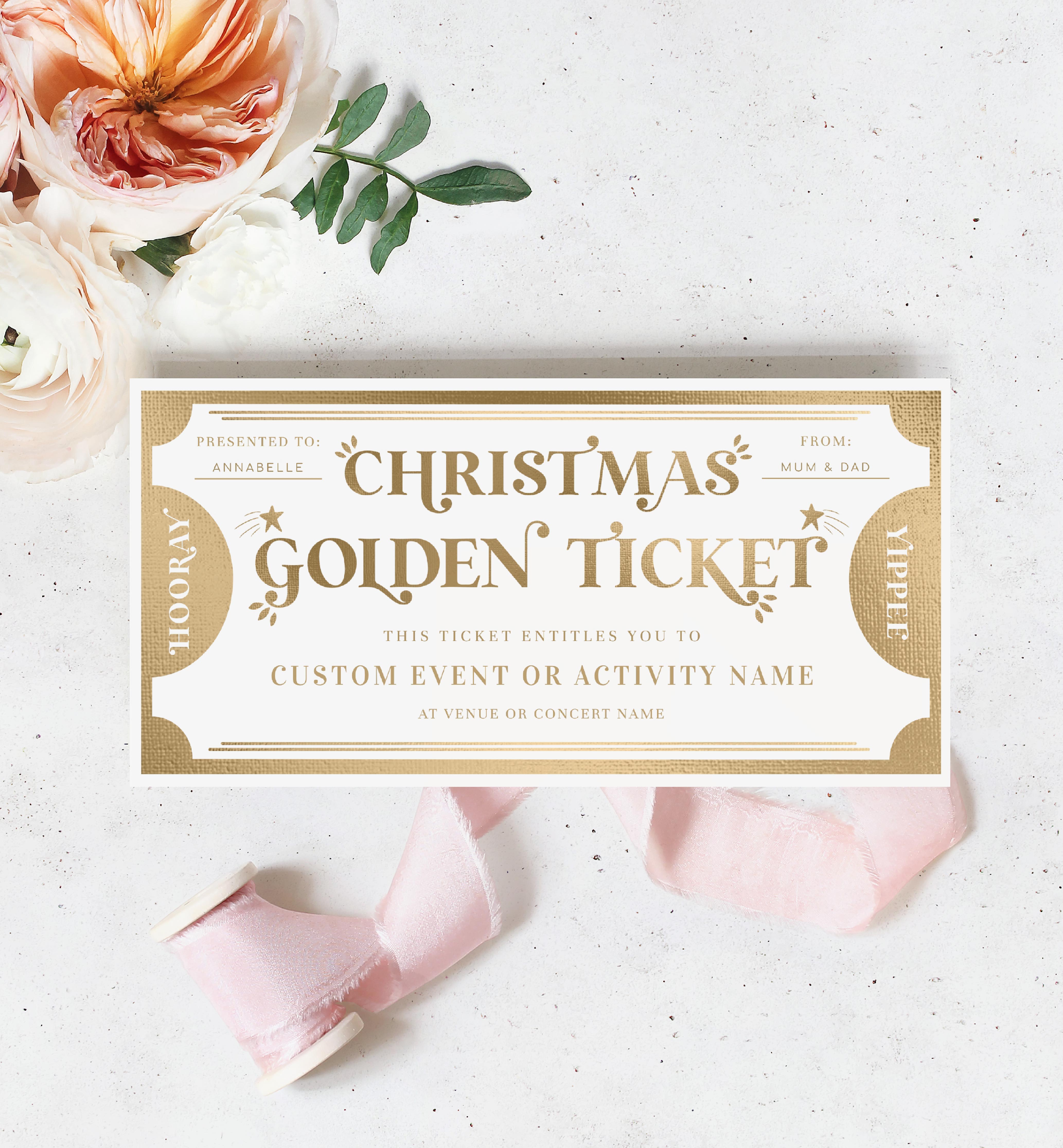 MAR-WHG-14-B2274 - MAGRO - WHITE GOLD - CHRISTMAS GOLDEN TICKET CERTIFICATE design preview