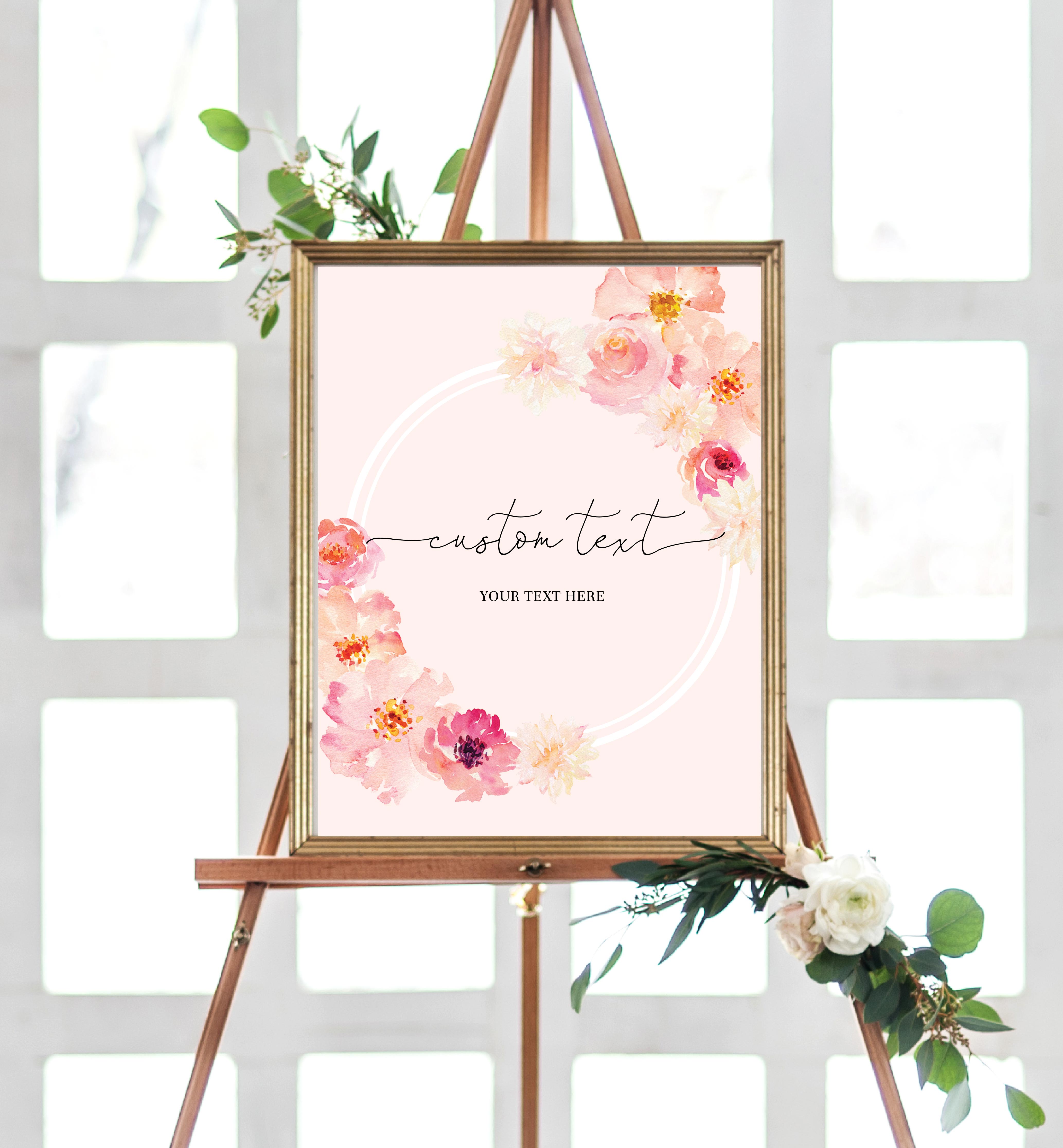 ABV-PNK-7-B926 - ABBIEVILLE FLORAL - PINK - CUSTOM TEXT SIGN design preview