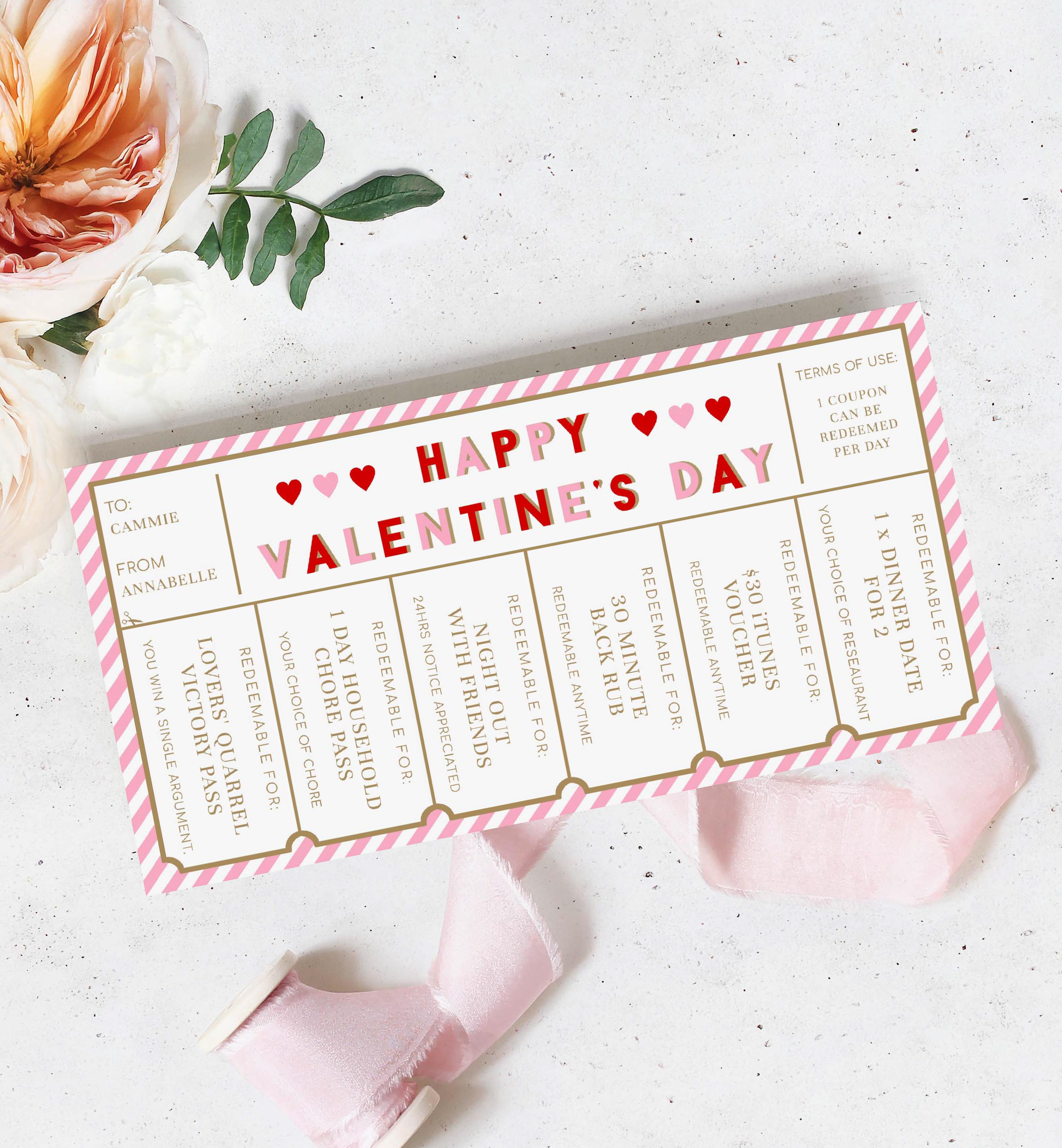 STR-RPK-14-B1823 - STRIPE - PINK RED - VALENTINE'S DAY LOVE COUPONS CERTIFICATE design preview