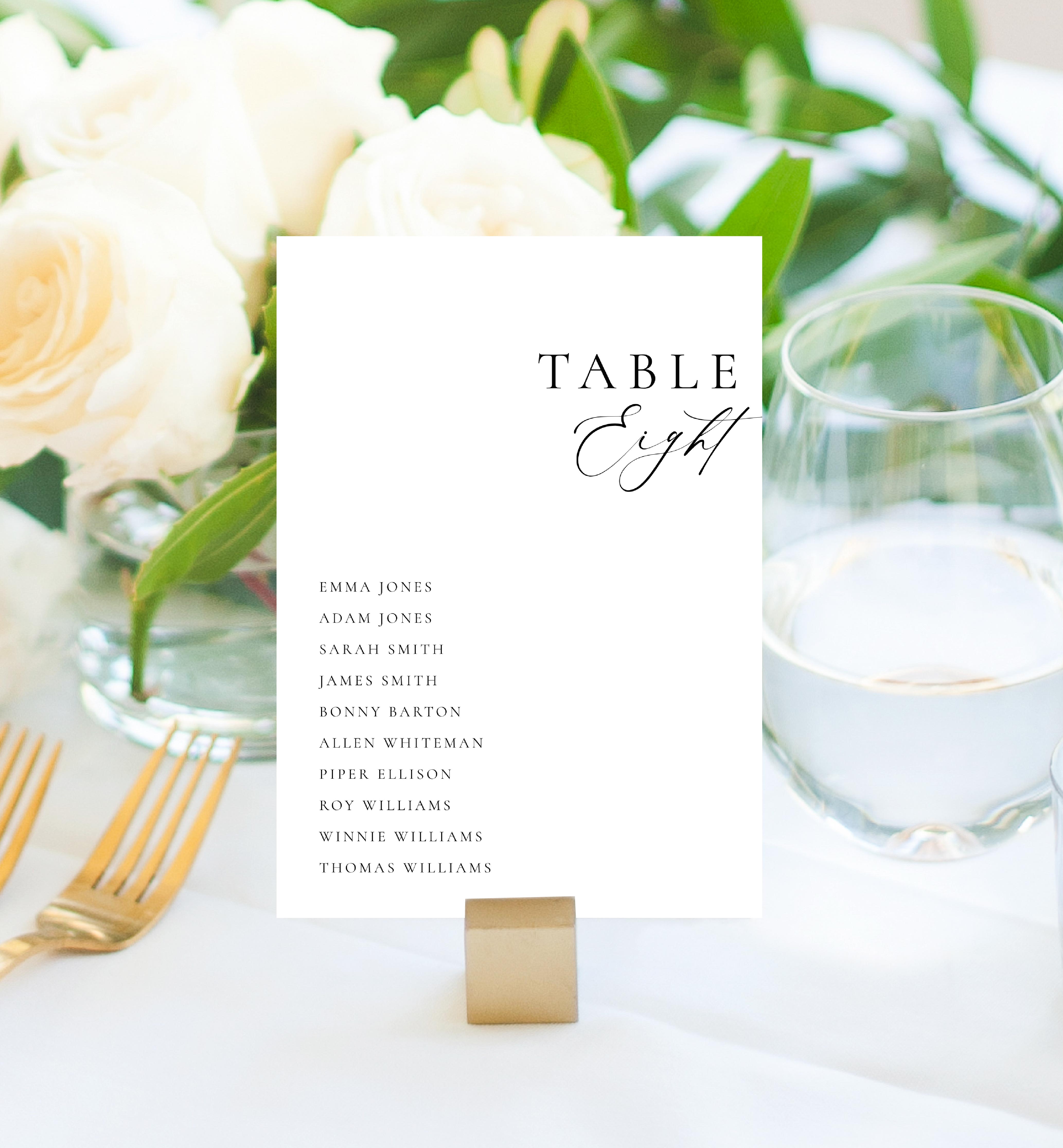 ELE-WHT-9-B2494 - ELLESMERE - WHITE - TABLE NUMBERS design preview
