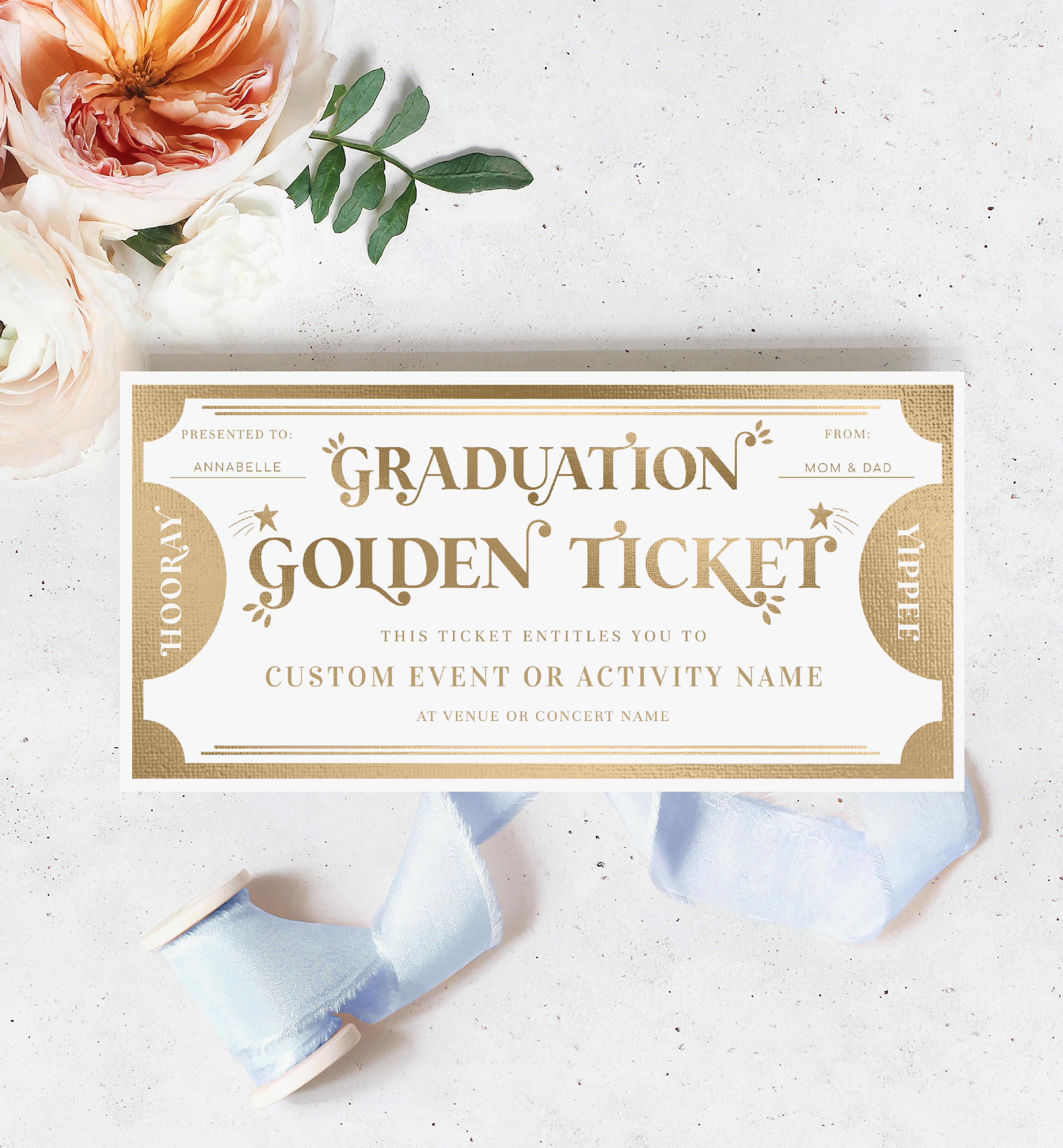 MAR-WHG-14-B2044 - MARGO - WHITE GOLD - GRADUATION GOLDEN TICKET CERTIFICATE design preview