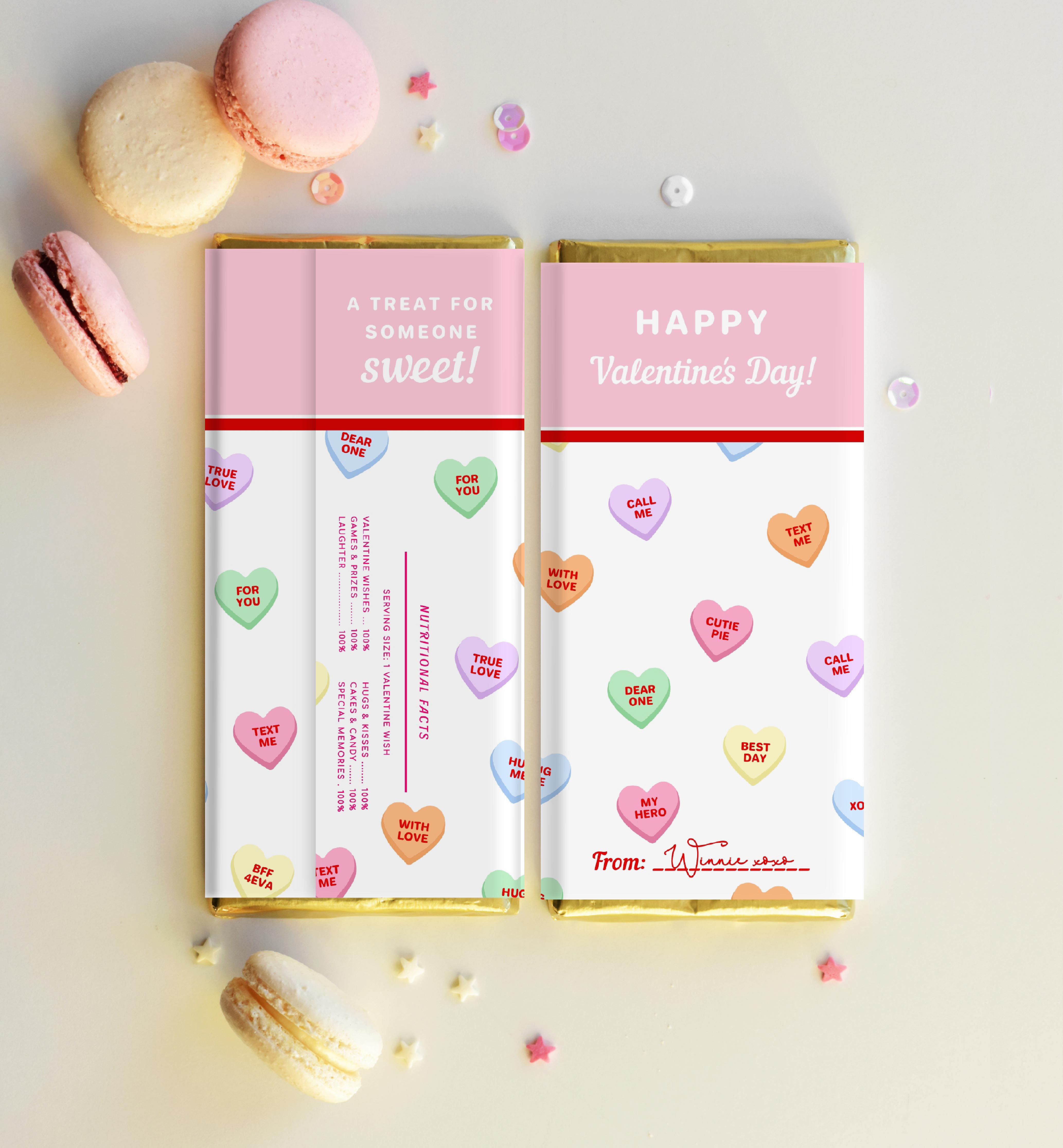 CNH-WHT-6-B2405 - CONVERSATION HEARTS - WHITE - SWEETHEART CHOCOLATE WRAPPER design preview