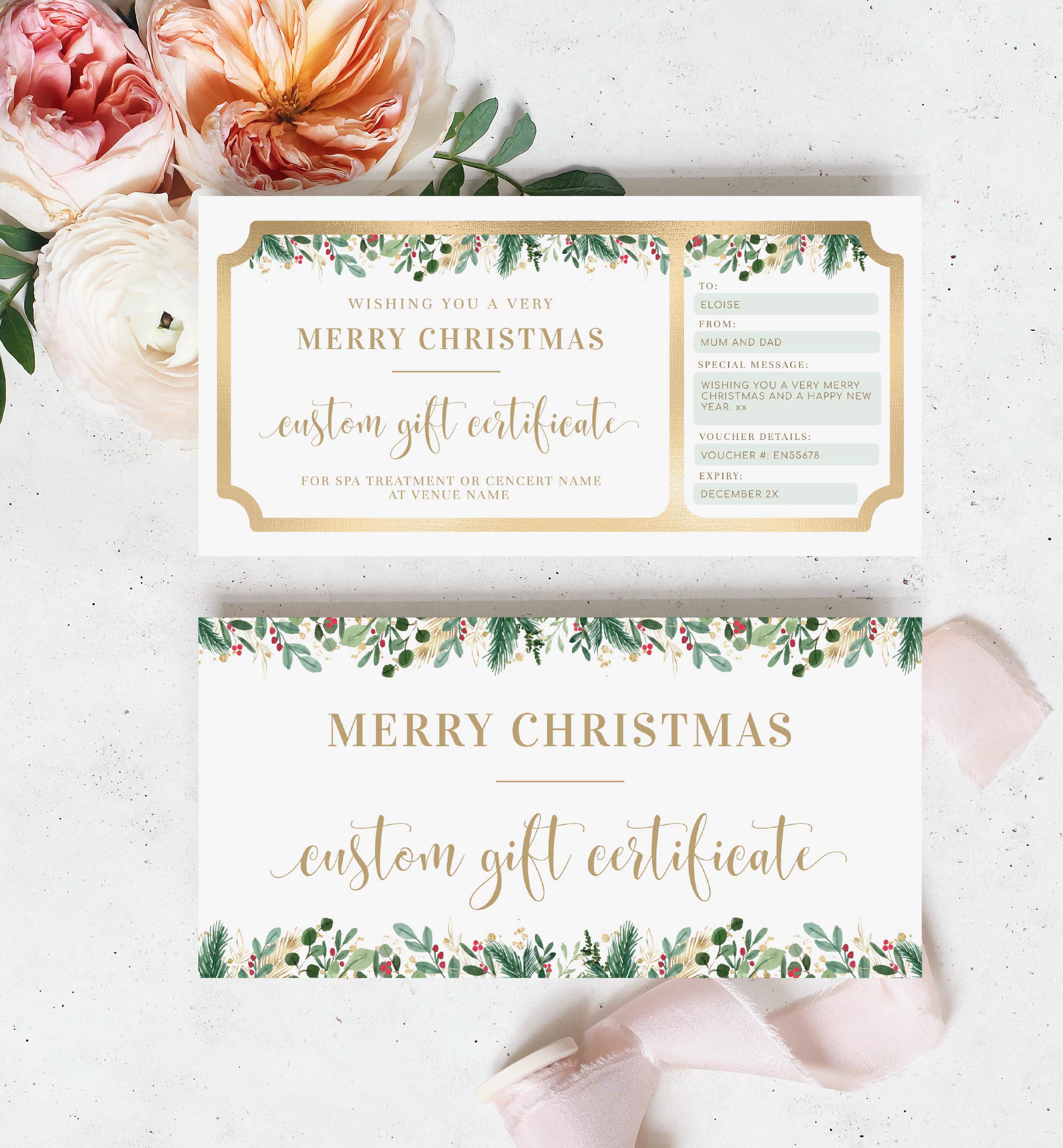 MER-WHT-1-B1707 - MERRIMENT CHRISTMAS - WHITE - CHRISTMAS GIFT CERTIFICATE design preview
