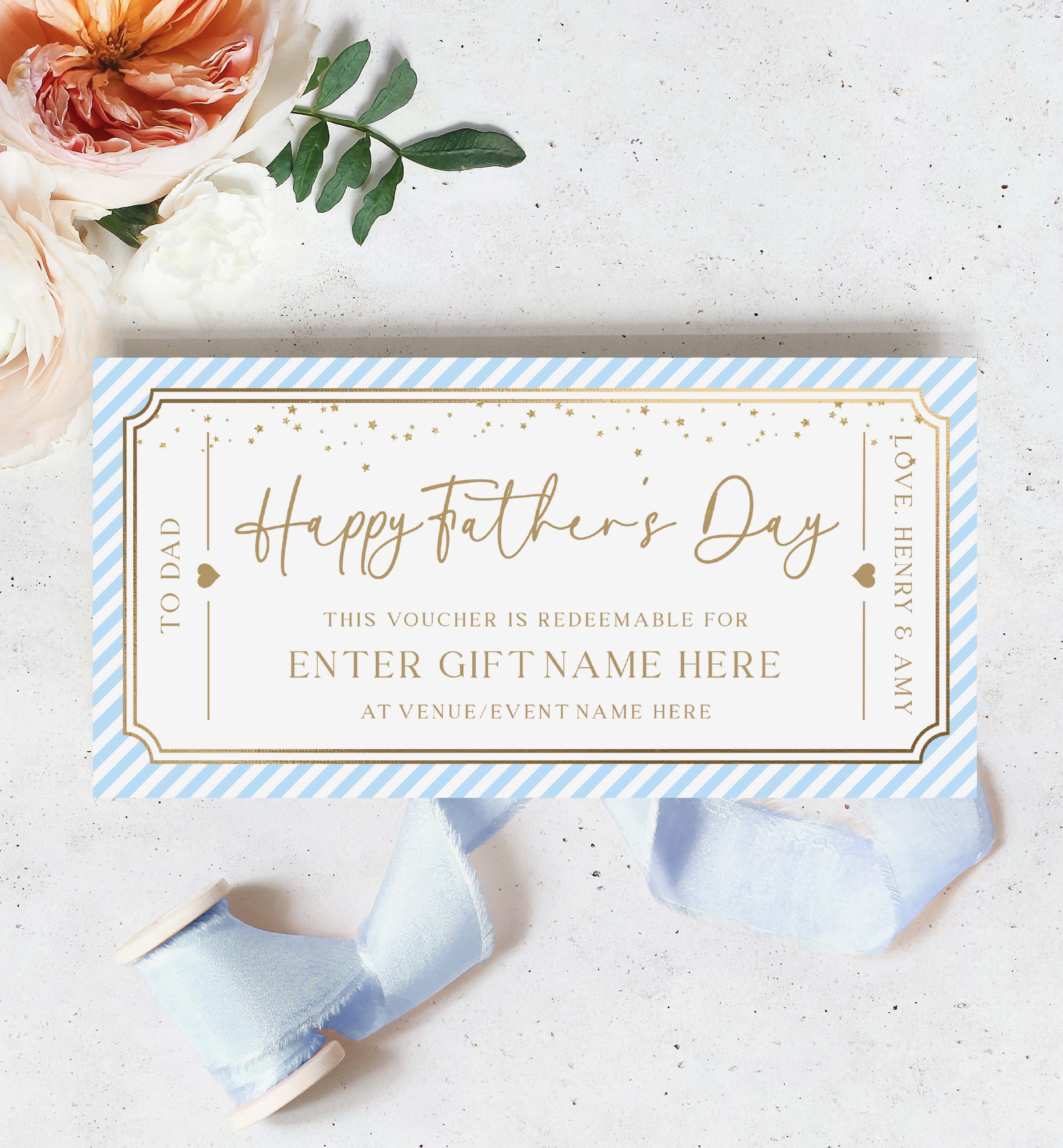 STR-BLG-14-B3207 - STRIPE - BLUE GOLD - FATHERS DAY GIFT CERTIFICATE design preview