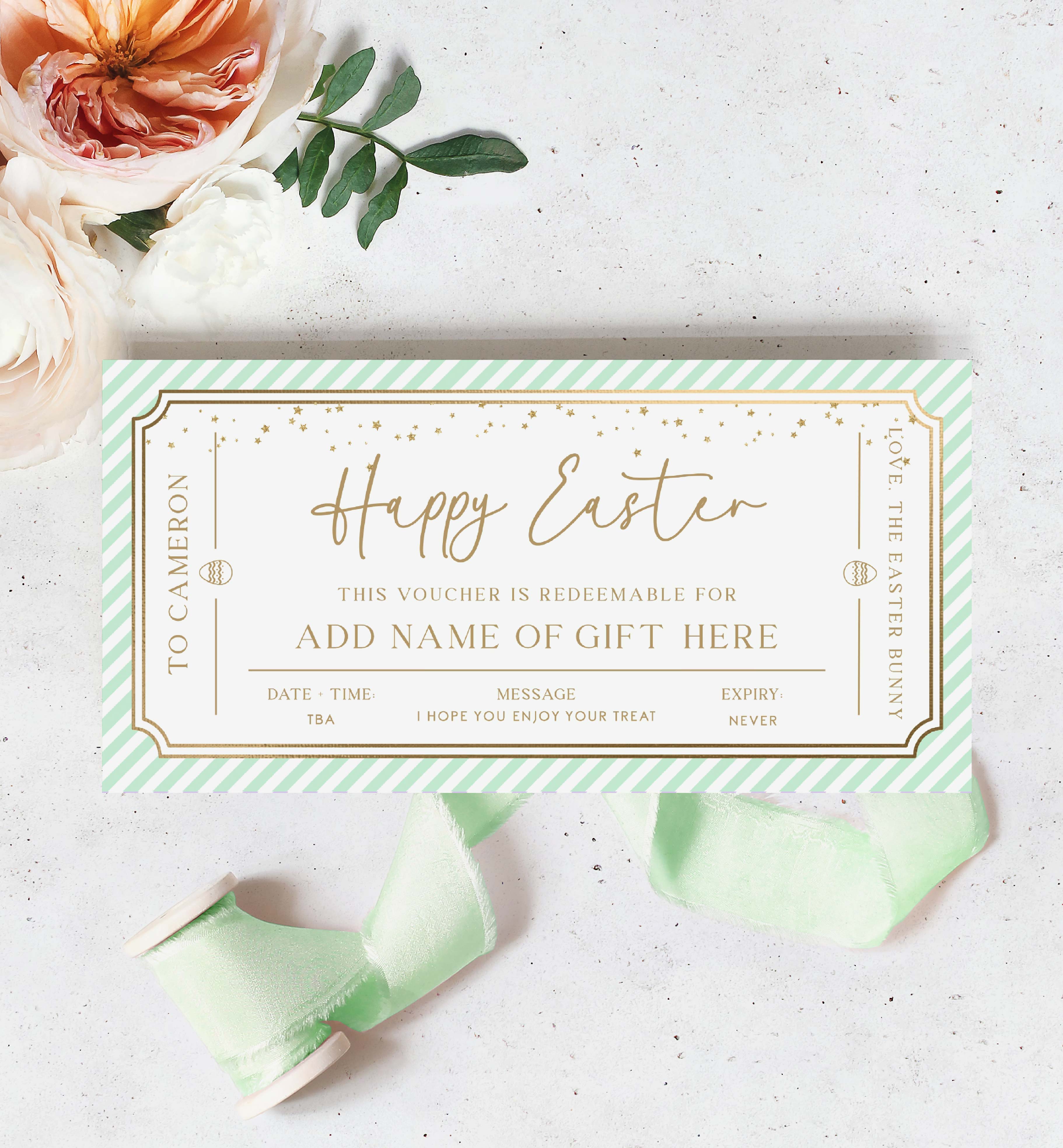 PAN-GRE-14-B3122 - PAINTLY - GREEN GOLD - EASTER GIFT CERTIFICATE design preview