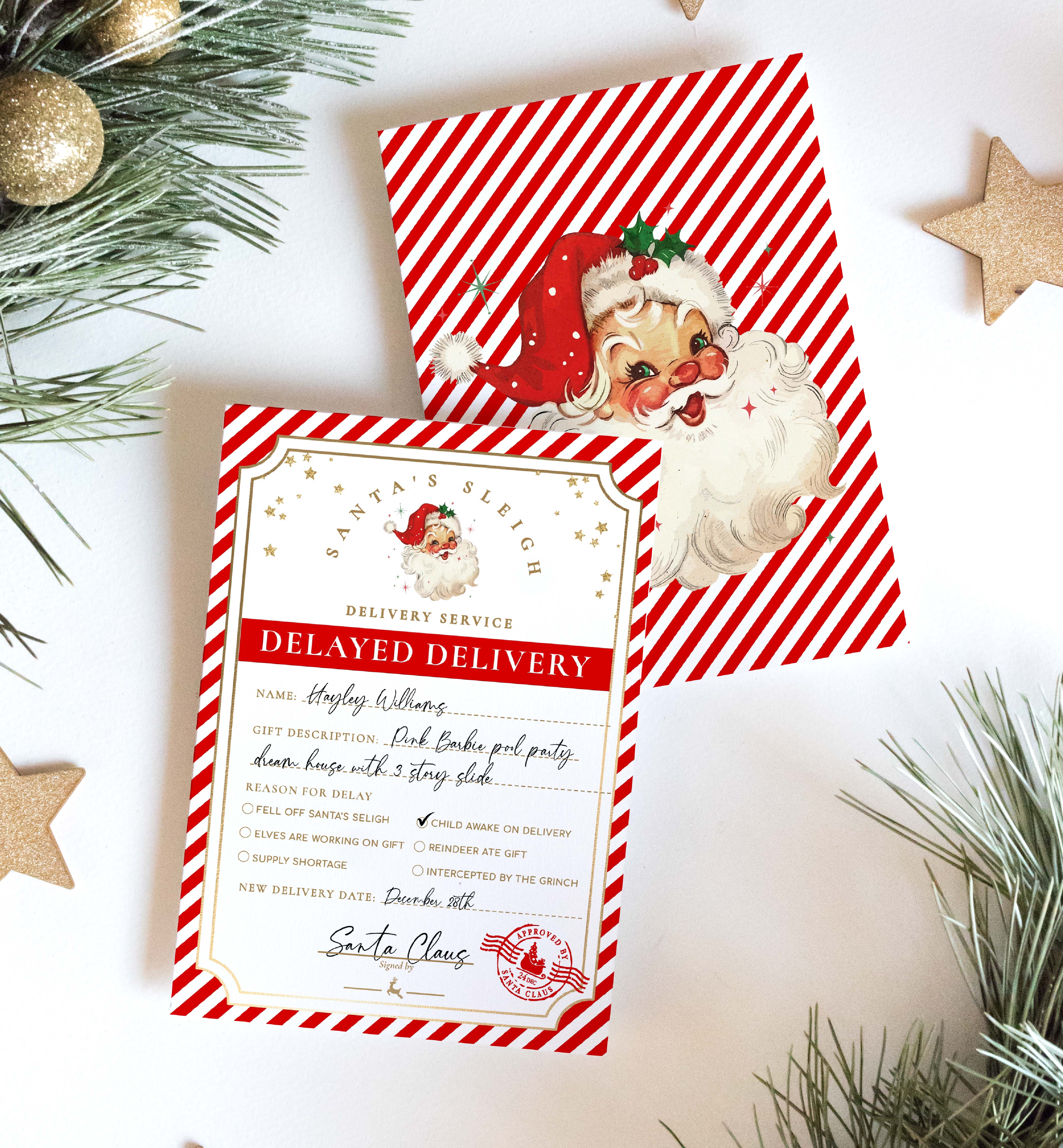 SAW-RED-6-B2938 - SANTAS WORKSHOP - RED - DELAYED DELIVERY TAG design preview