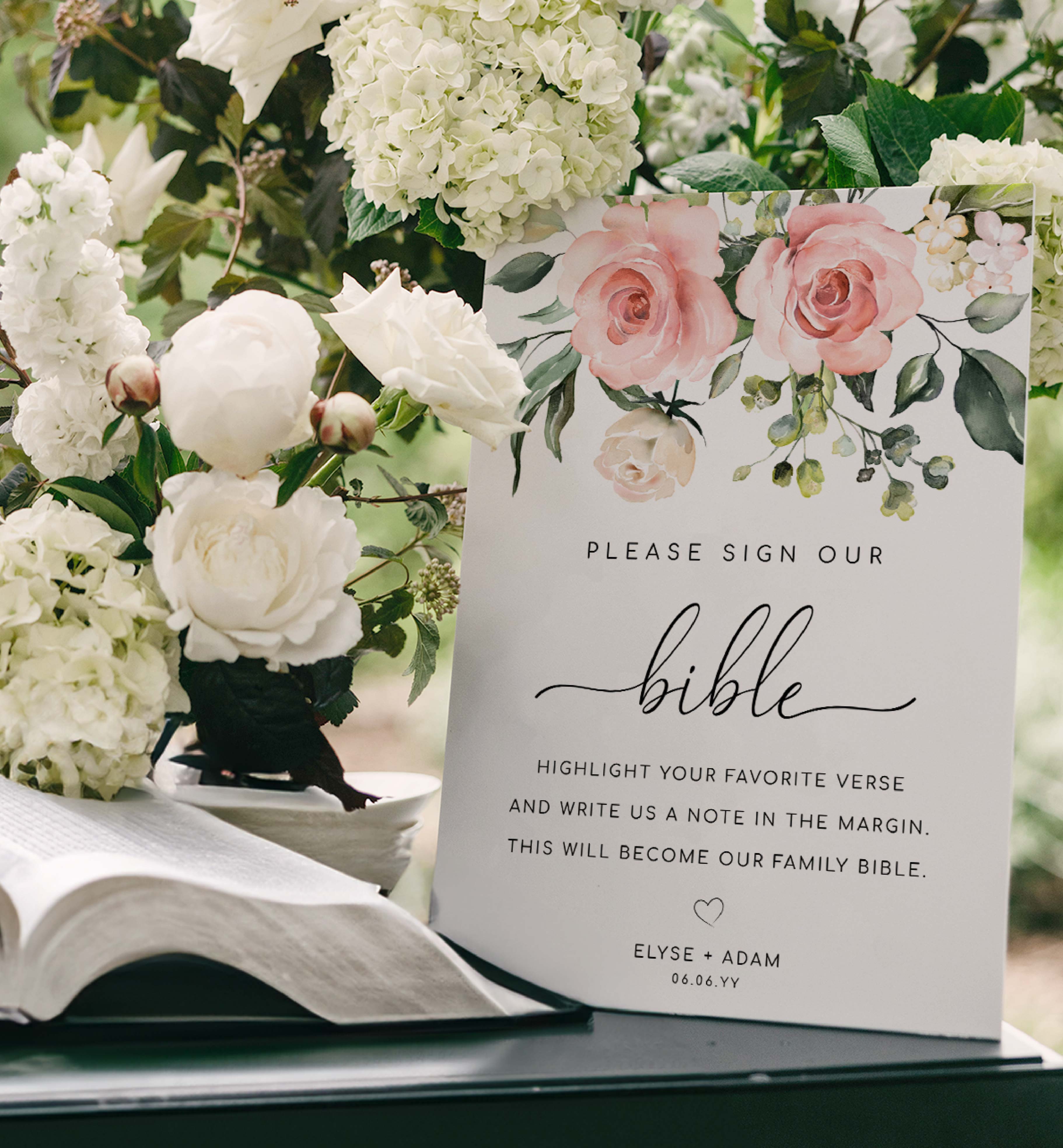DAR-PNK-7-B3171 - DARCY FLORAL - PINK - SIGN OUR BIBLE SIGN design preview