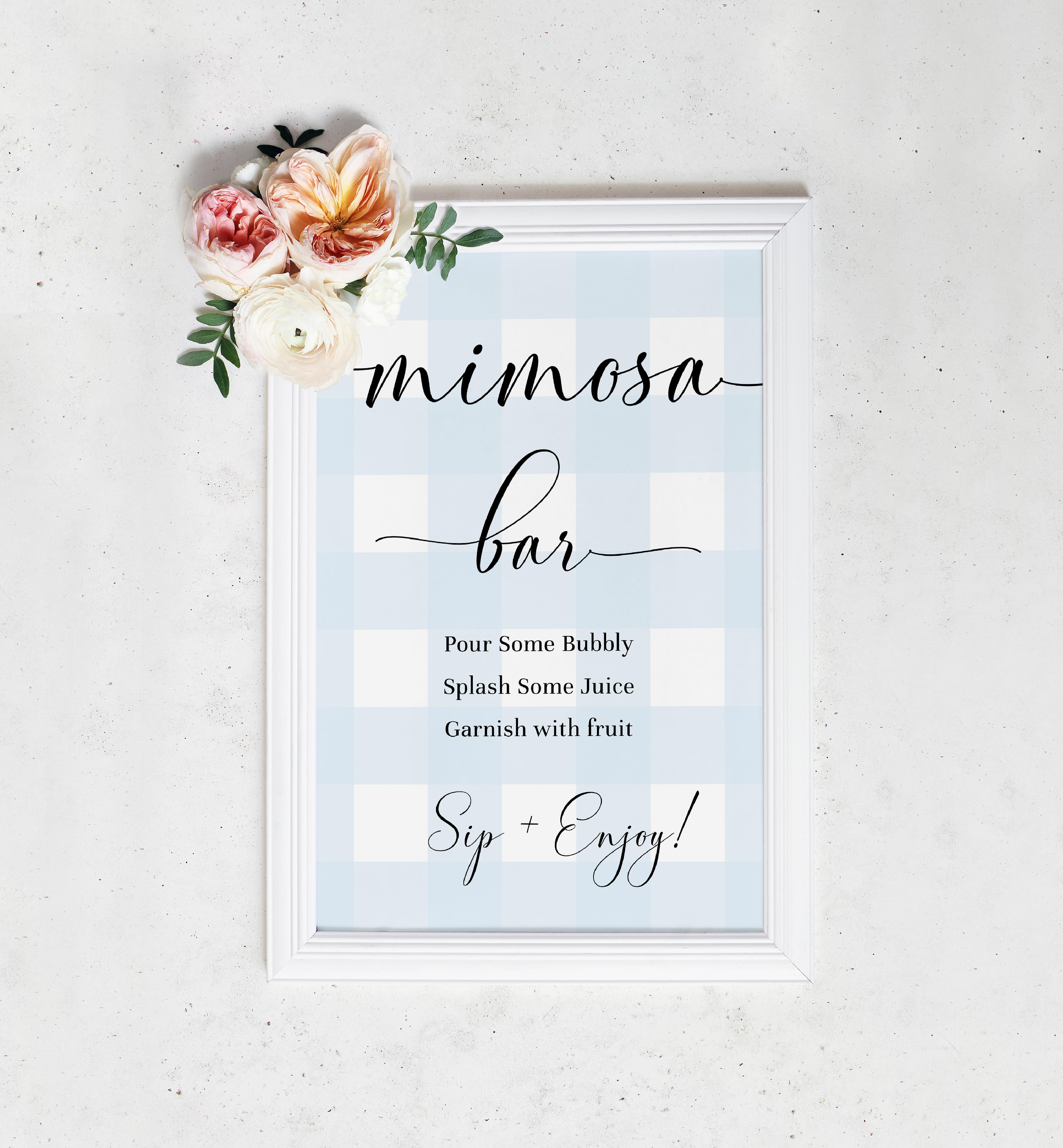 GIN-BLU-7-B1975 - GINGHAM - BLUE - MIMOSA BAR SIGN design preview