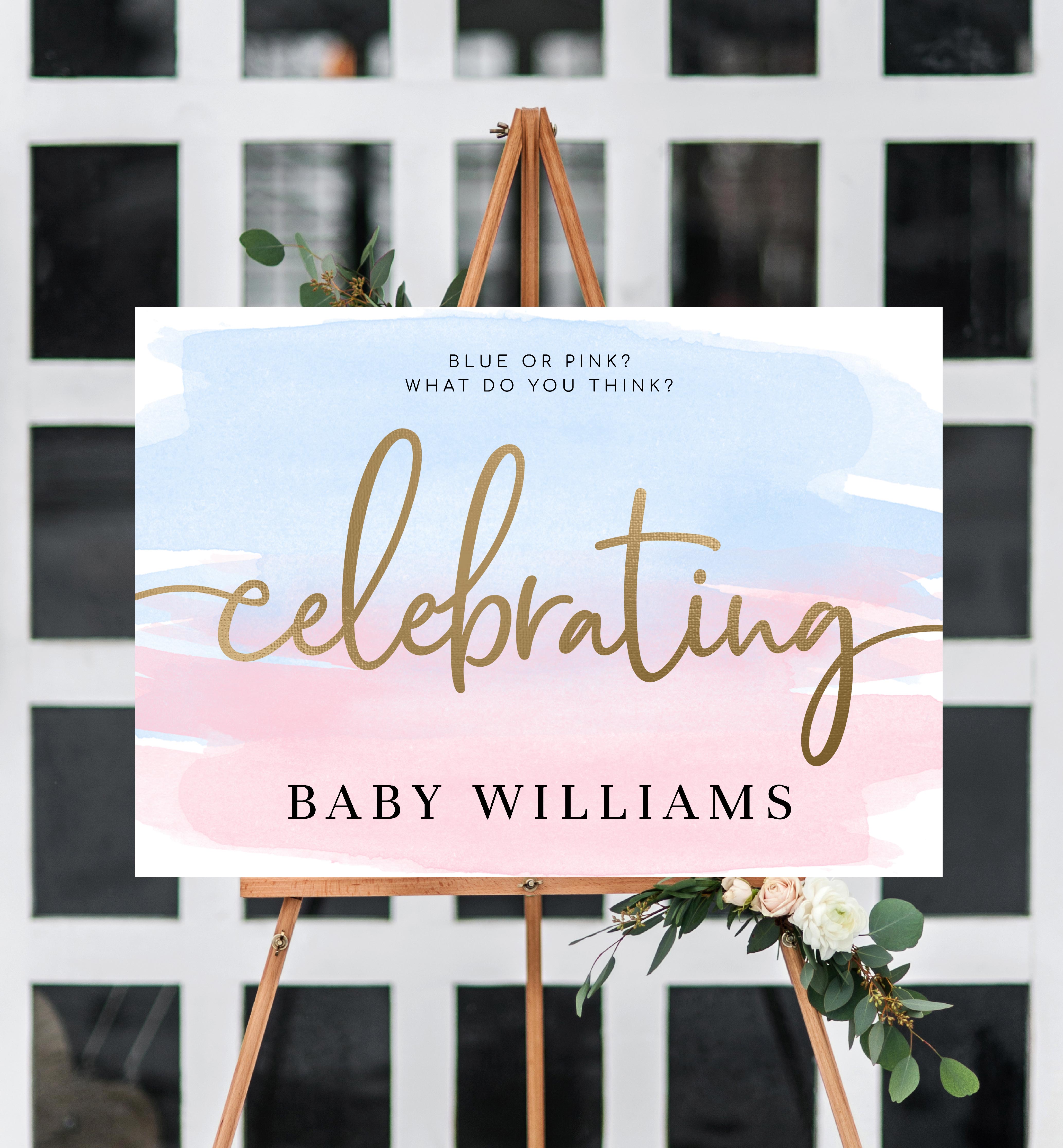 WAT-PNB-3-B047 - WATERCOLOUR PINK BLUE - CELEBRATING SIGN - LANDSCAPE design preview