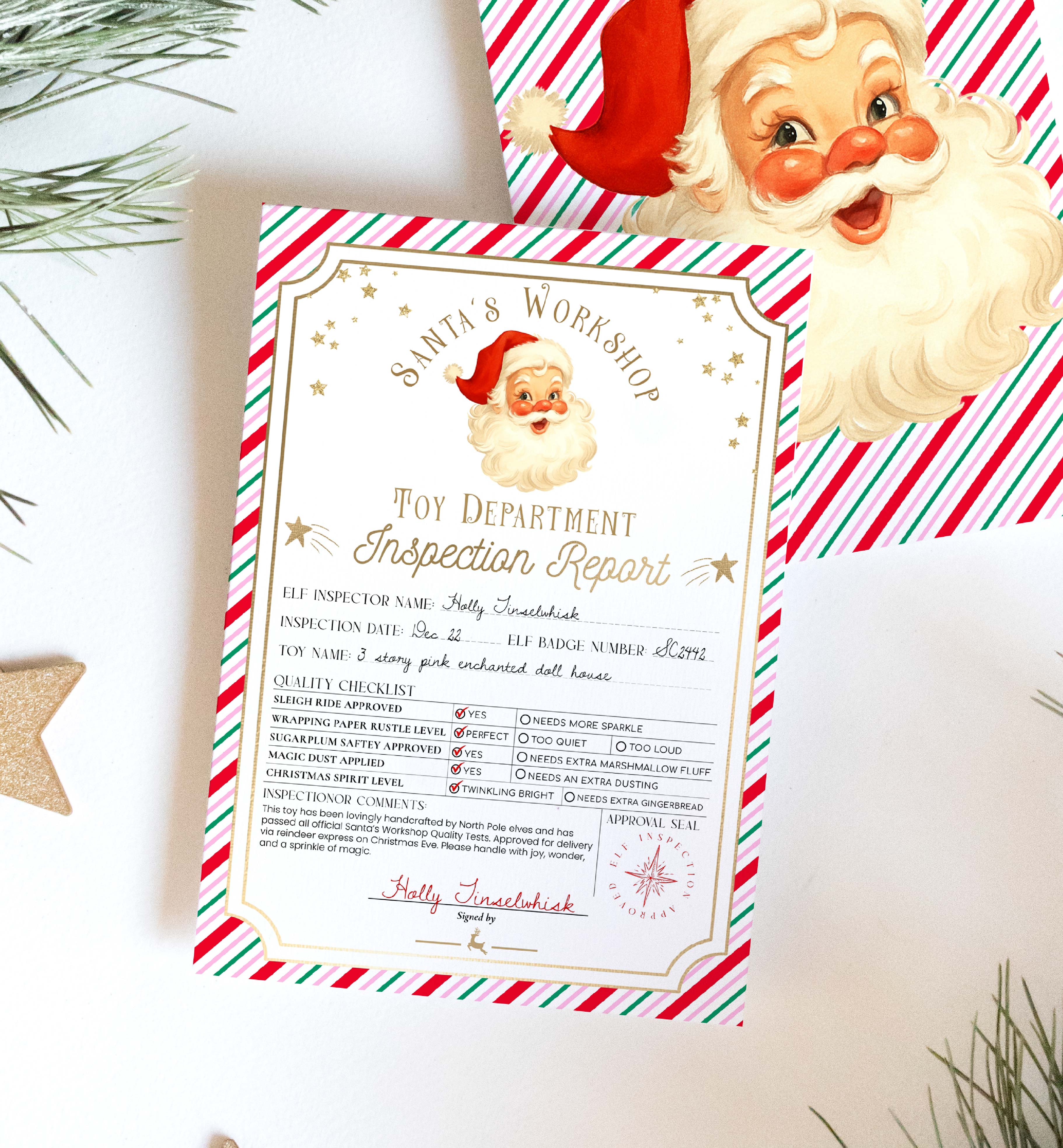 SAW-PKR-24-B3730 - SANTAS WORKSHOP - PINK RED - TOY INSPECTION REPORT design preview