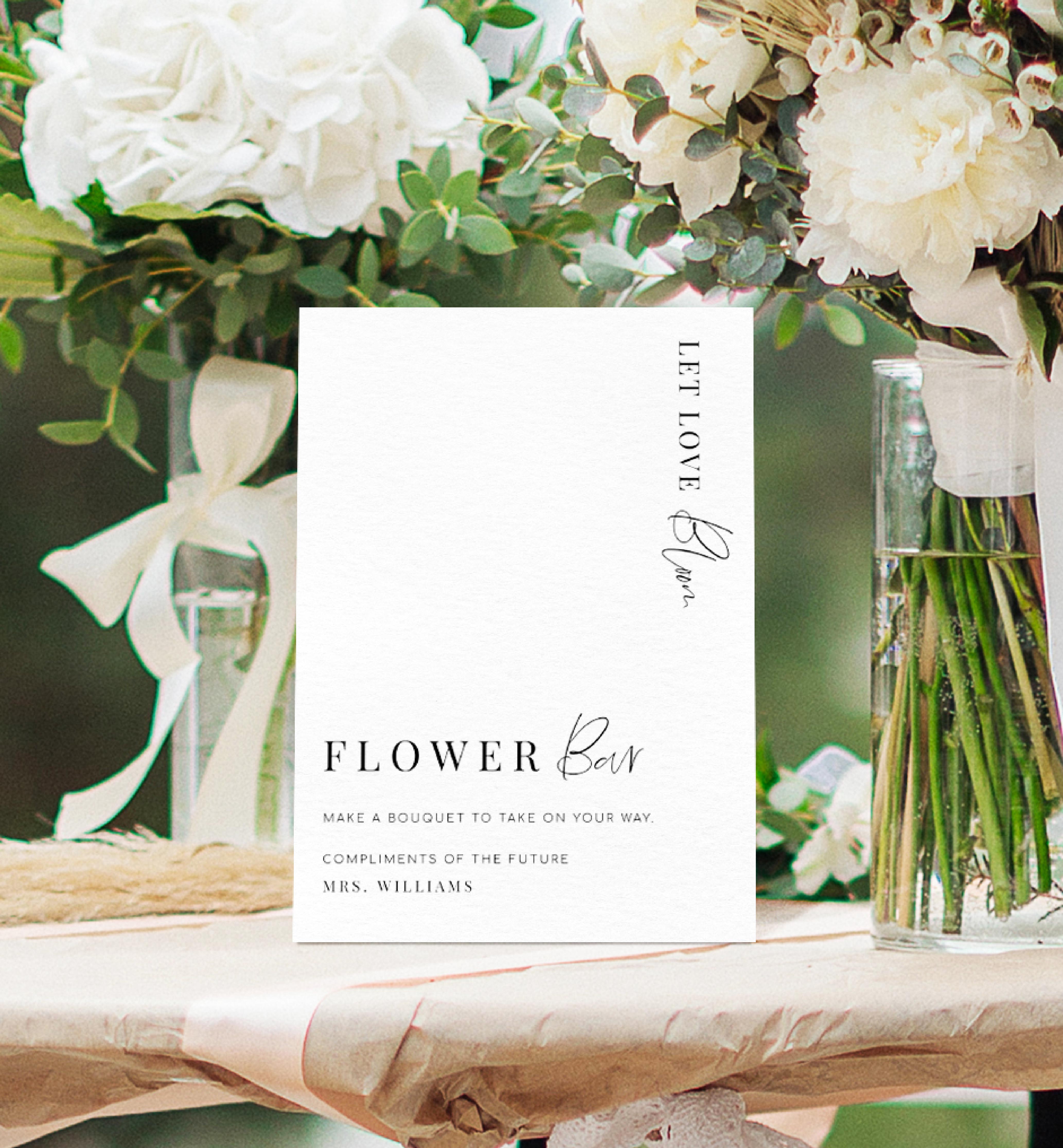 EST-WHT-7-B2130 - ESTELLE - WHITE - FLOWER BAR SIGN design preview