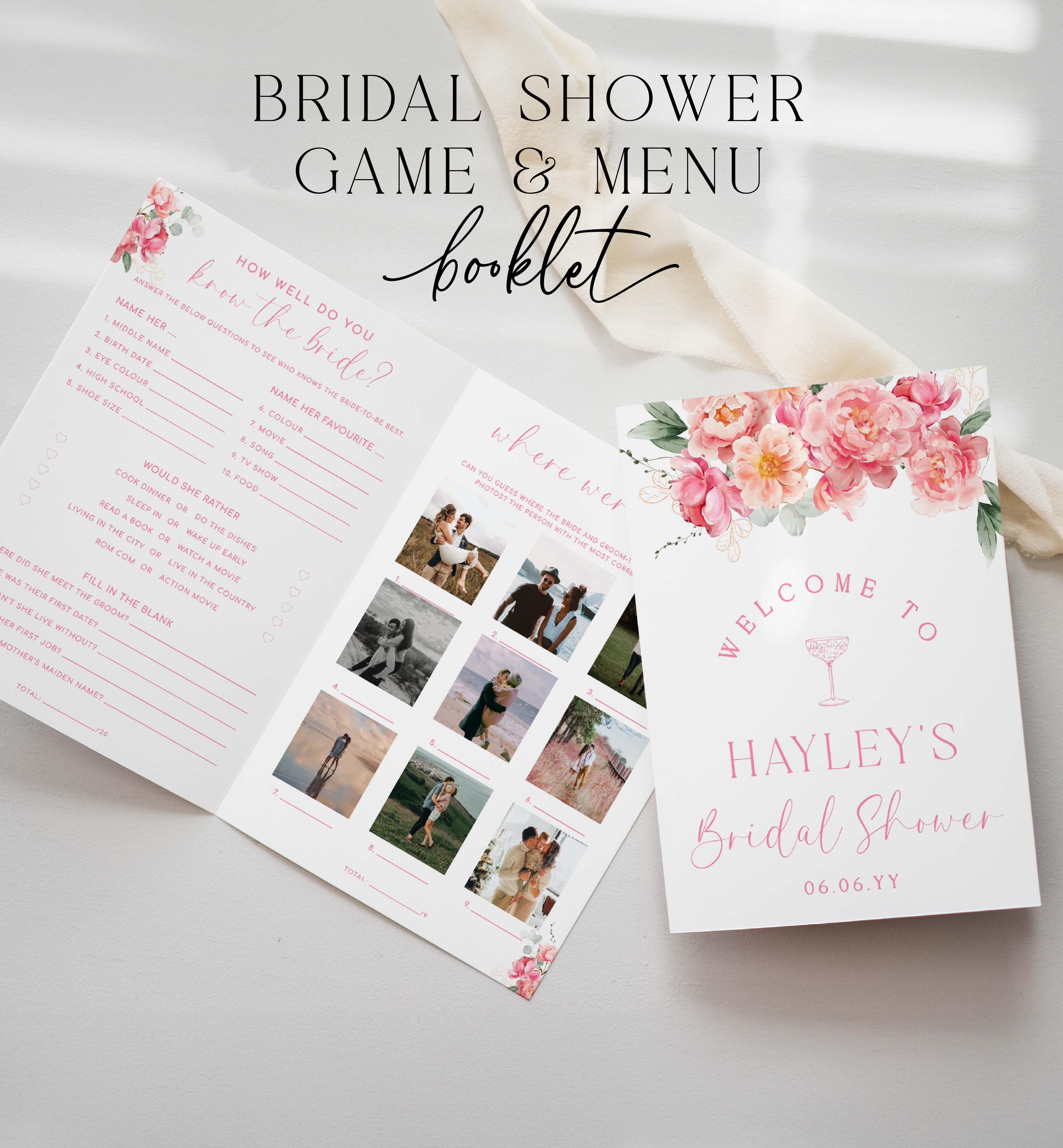 PIP-WHT-10-B3295 - PIPER - WHITE - BRIDAL SHOWER GAME BOOKLET design preview
