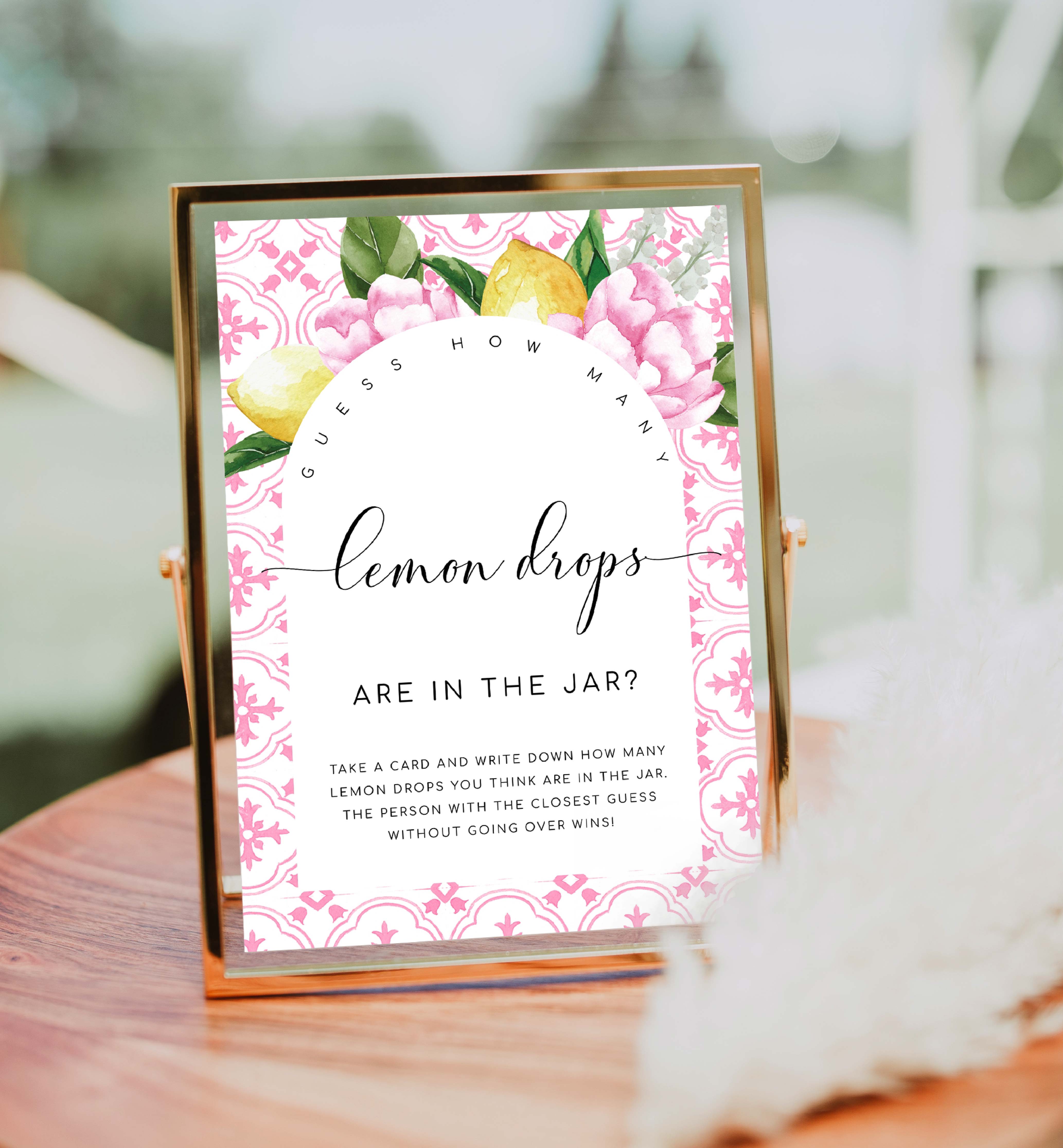 MED-PNK-7-B2663 - THE MED - PINK LEMONS - GUESS HOW MANY SIGN AND CARD - ARCH design preview