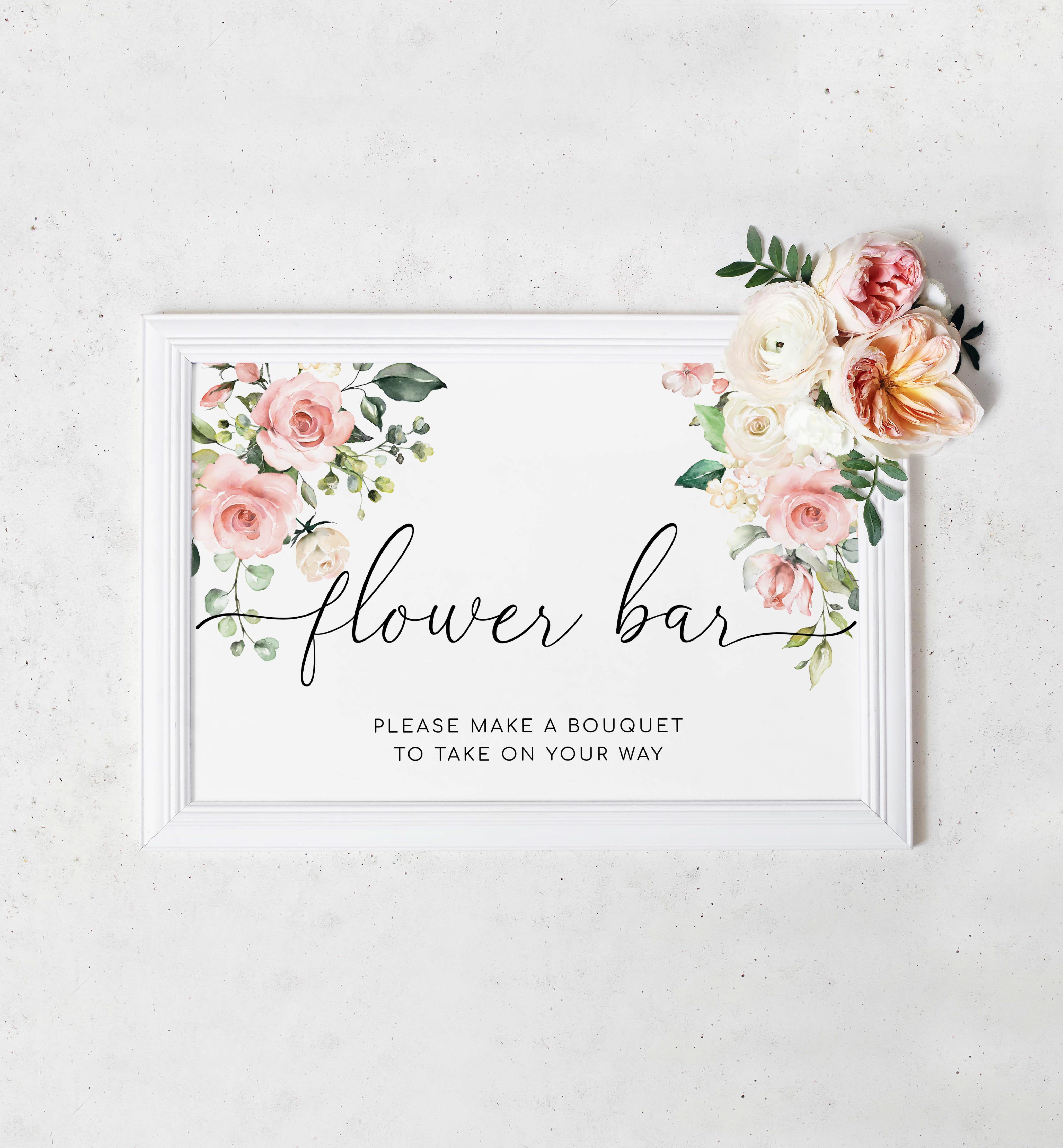 DAR-PNK-7-B548 - DARCY FLORAL - PINK - FLOWER BAR SIGN design preview