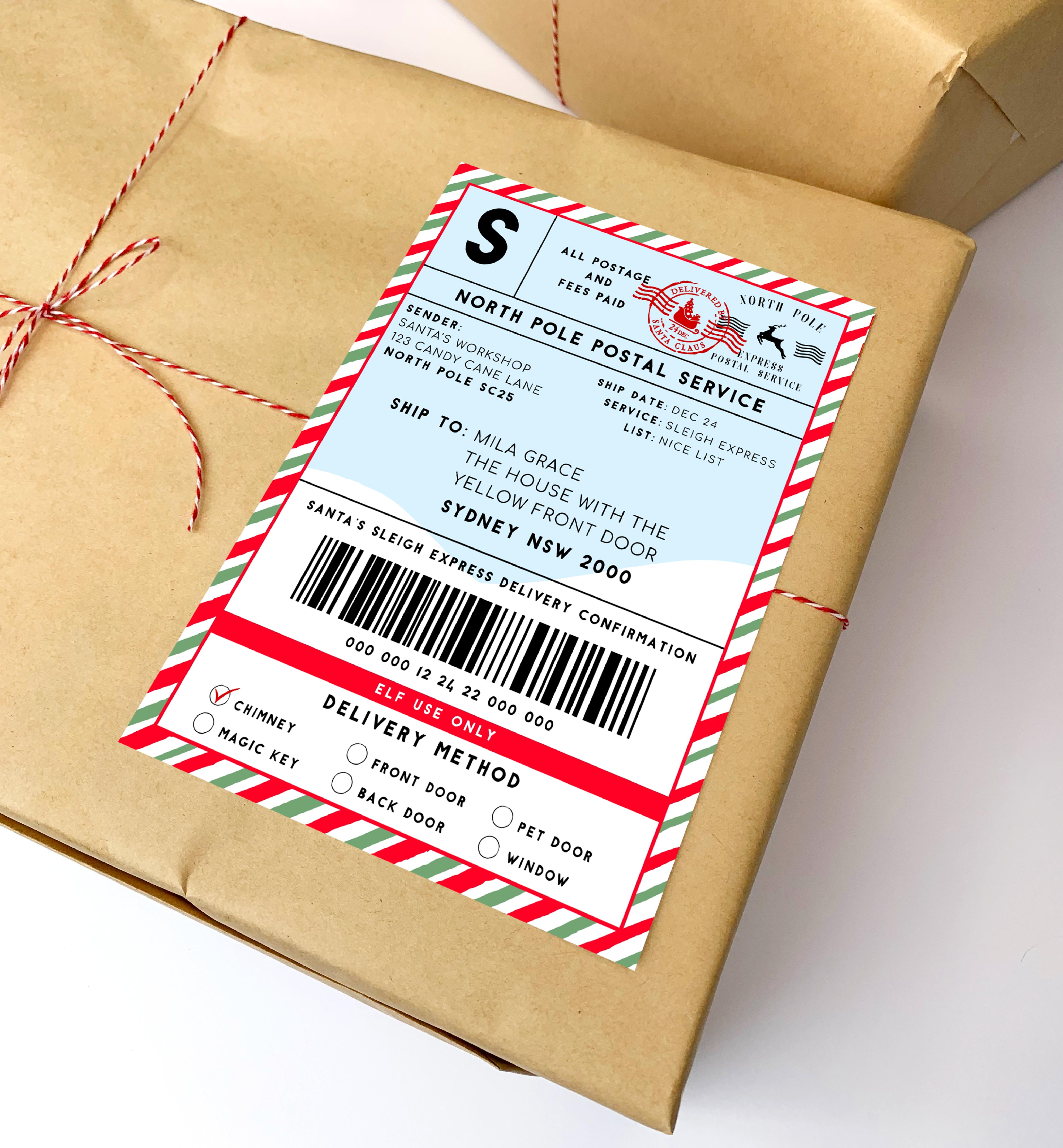 SAW-MLT-6-B2329 - SANTAS WORKSHOP - MULTI - SHIPPING LABEL design preview