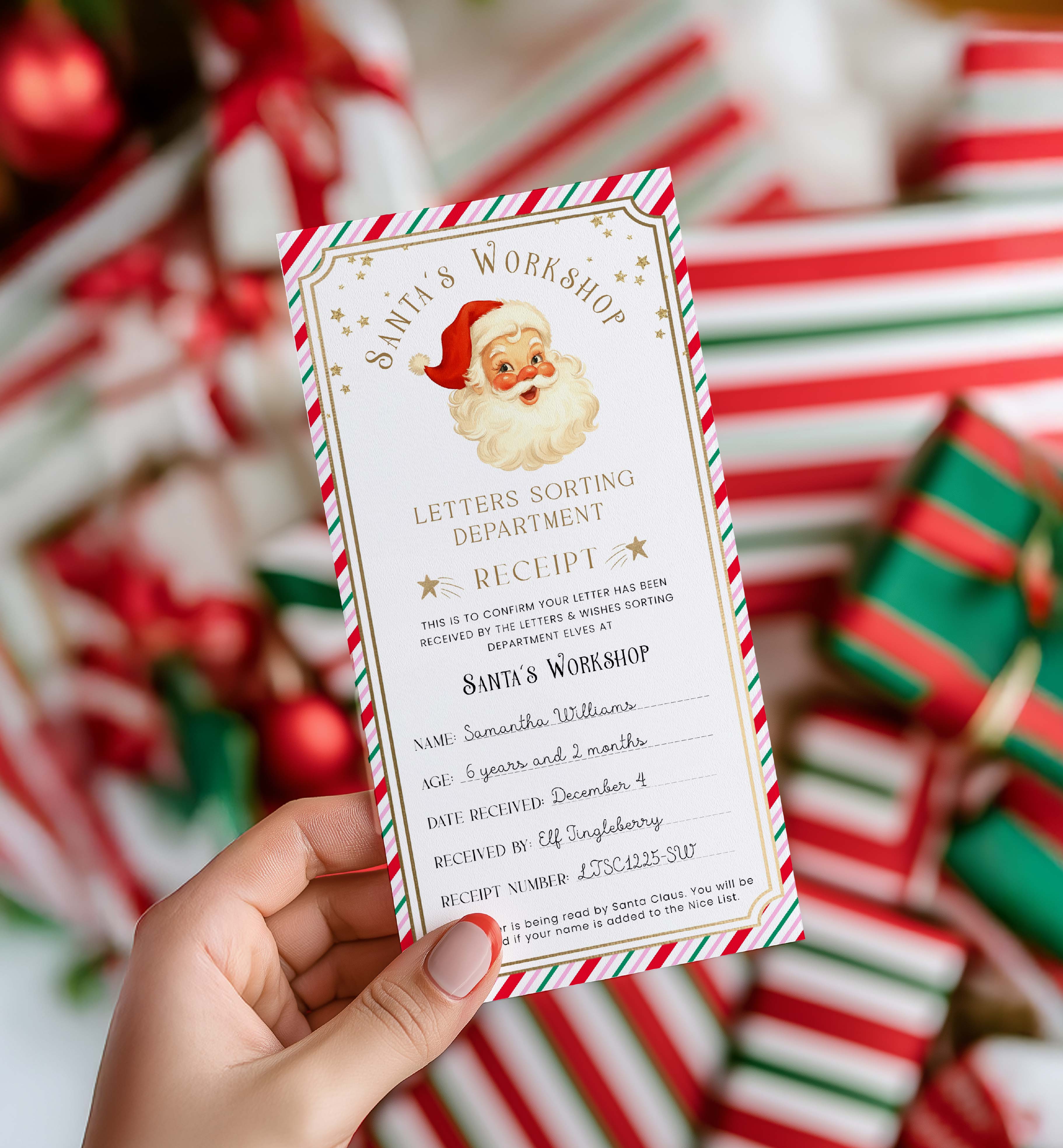 SAW-PMT-24-B3720 - SANTAS WORKSHOP - PINK RED GREEN - LETTER TO SANTA RECEIPT design preview